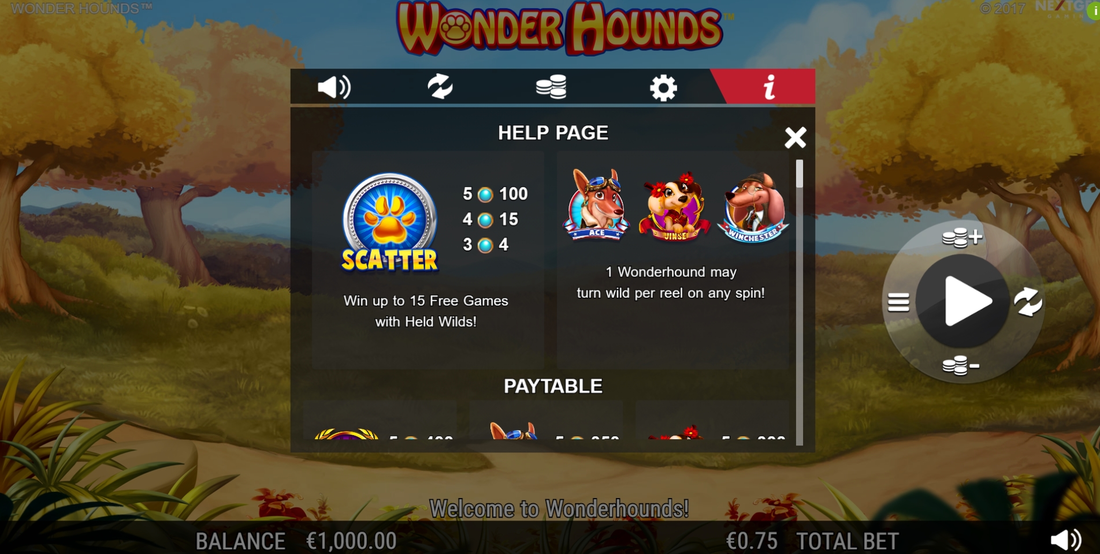 Info of Wonder Hounds Slot Game by NextGen Gaming