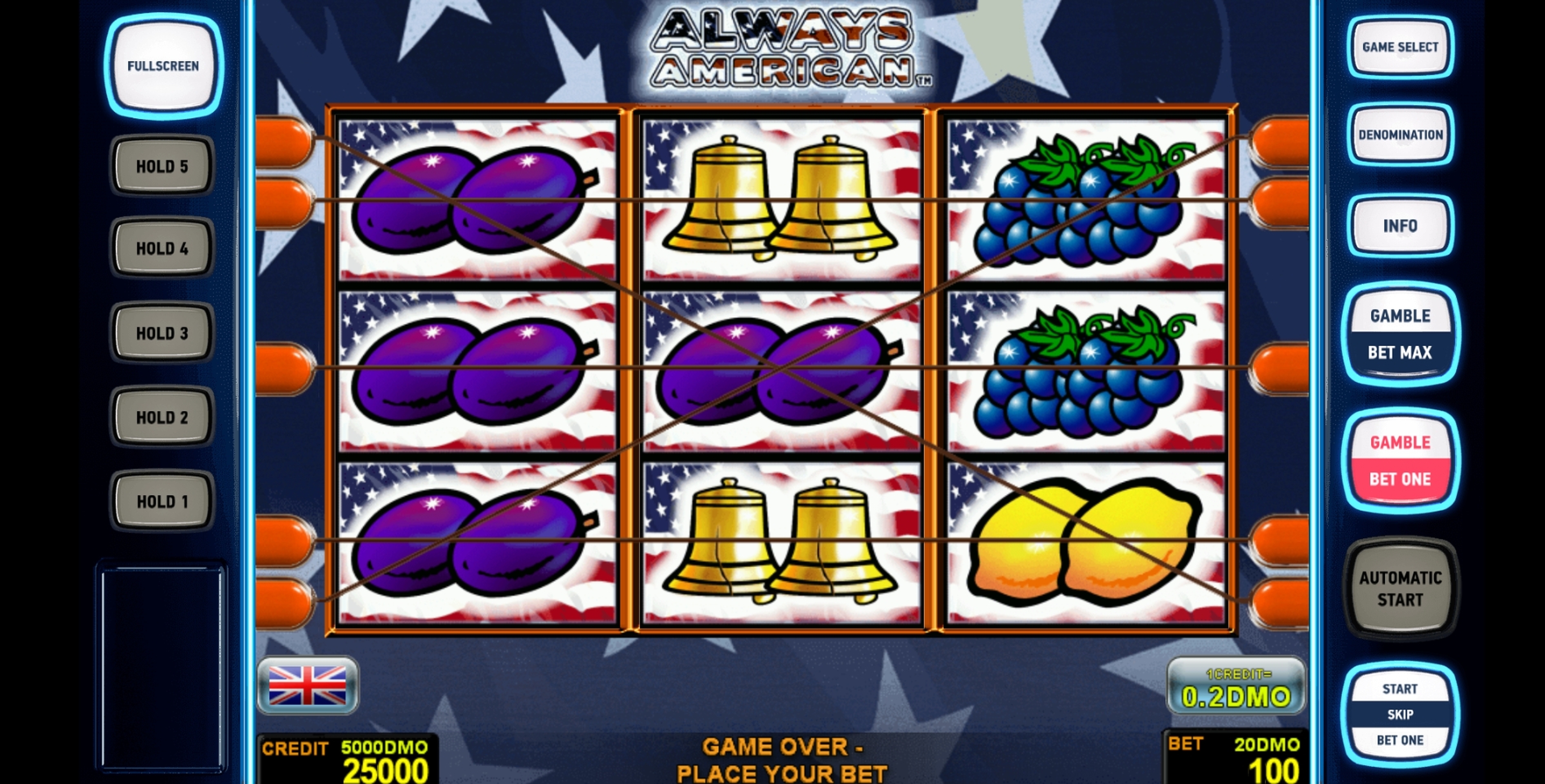 Reels in Always American Deluxe Slot Game by Novomatic