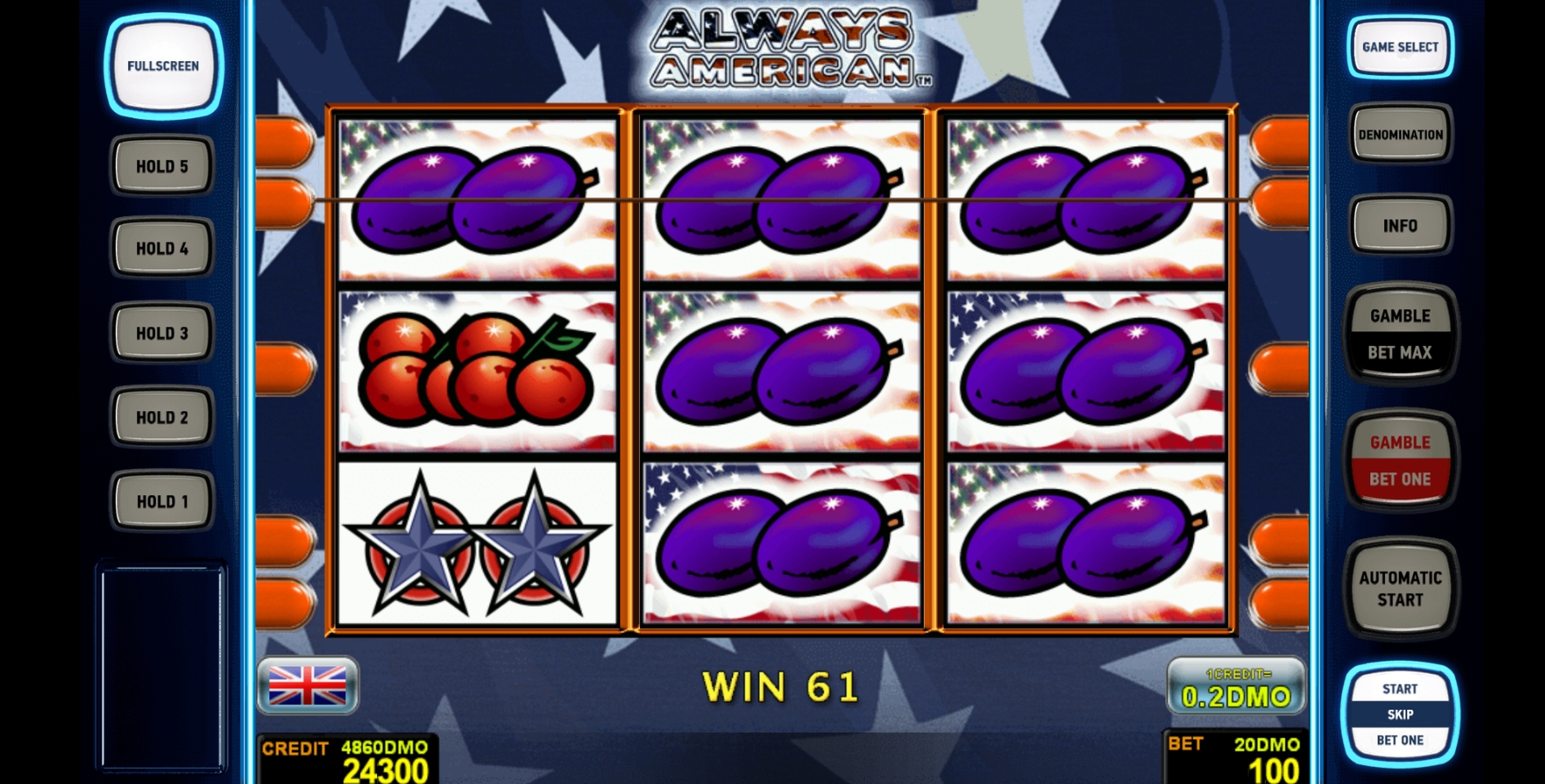Win Money in Always American Deluxe Free Slot Game by Novomatic
