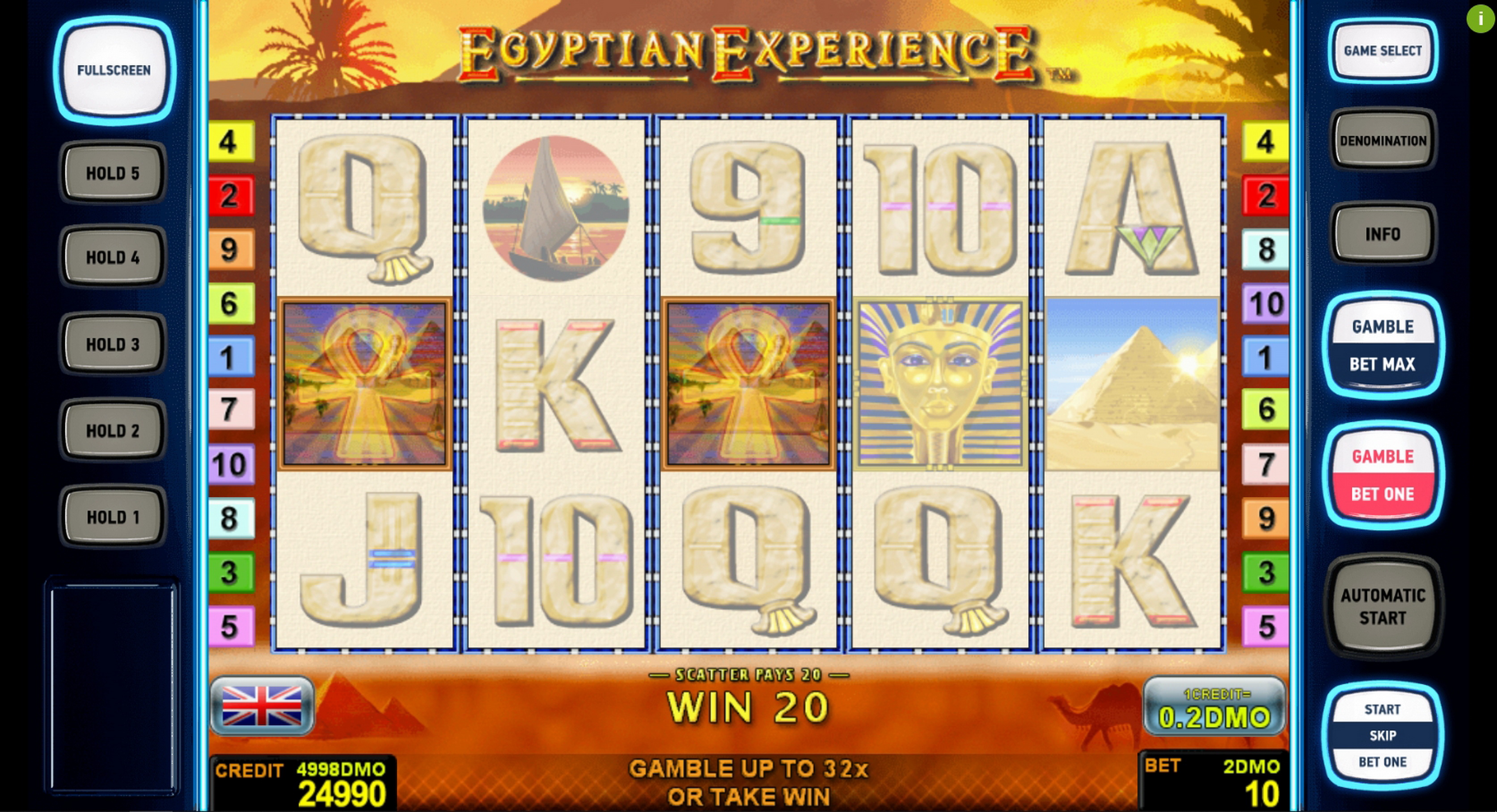 Win Money in Egyptian Experience Deluxe Free Slot Game by Novomatic