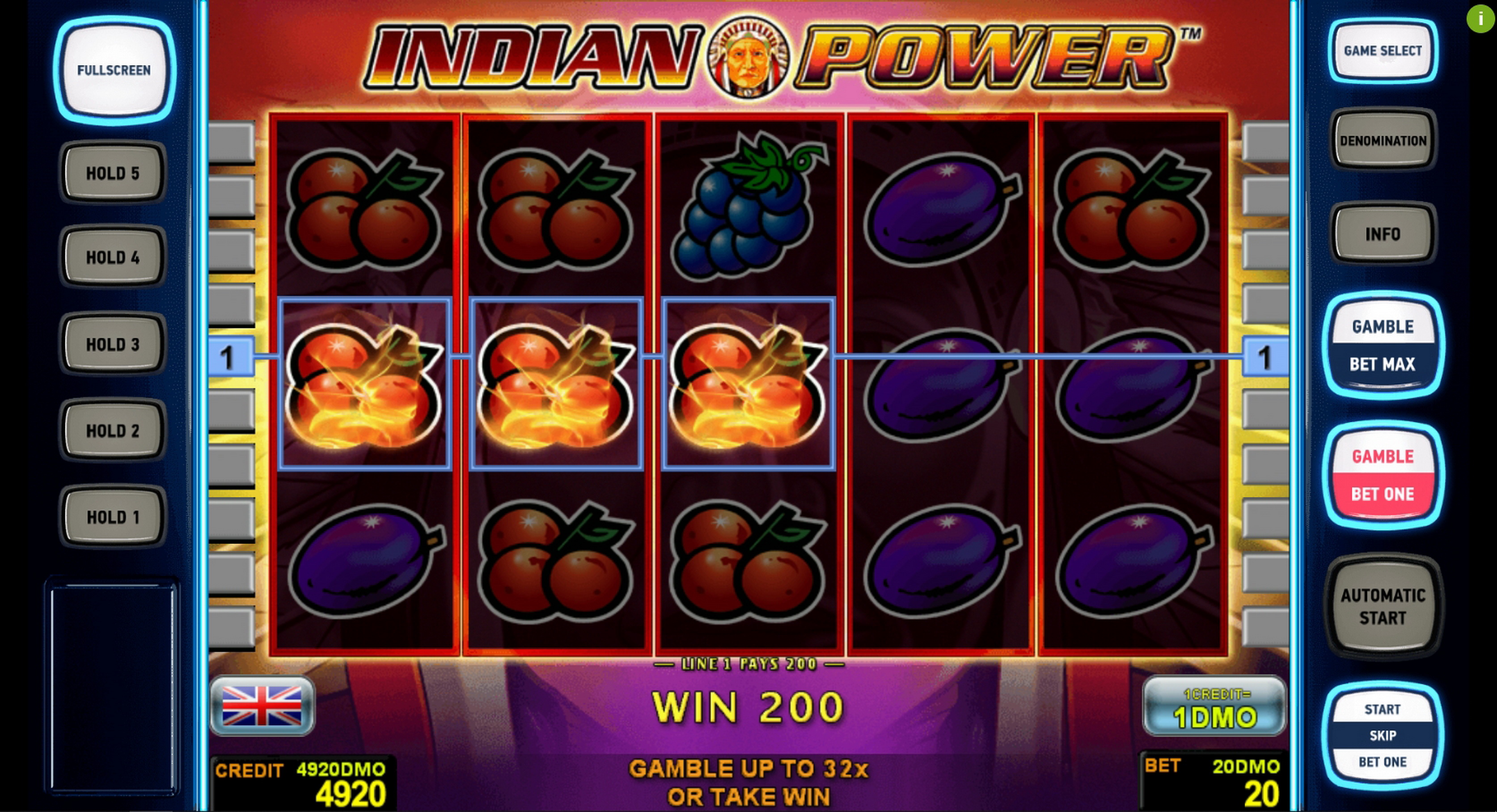 Win Money in Indian Power Deluxe Free Slot Game by Novomatic