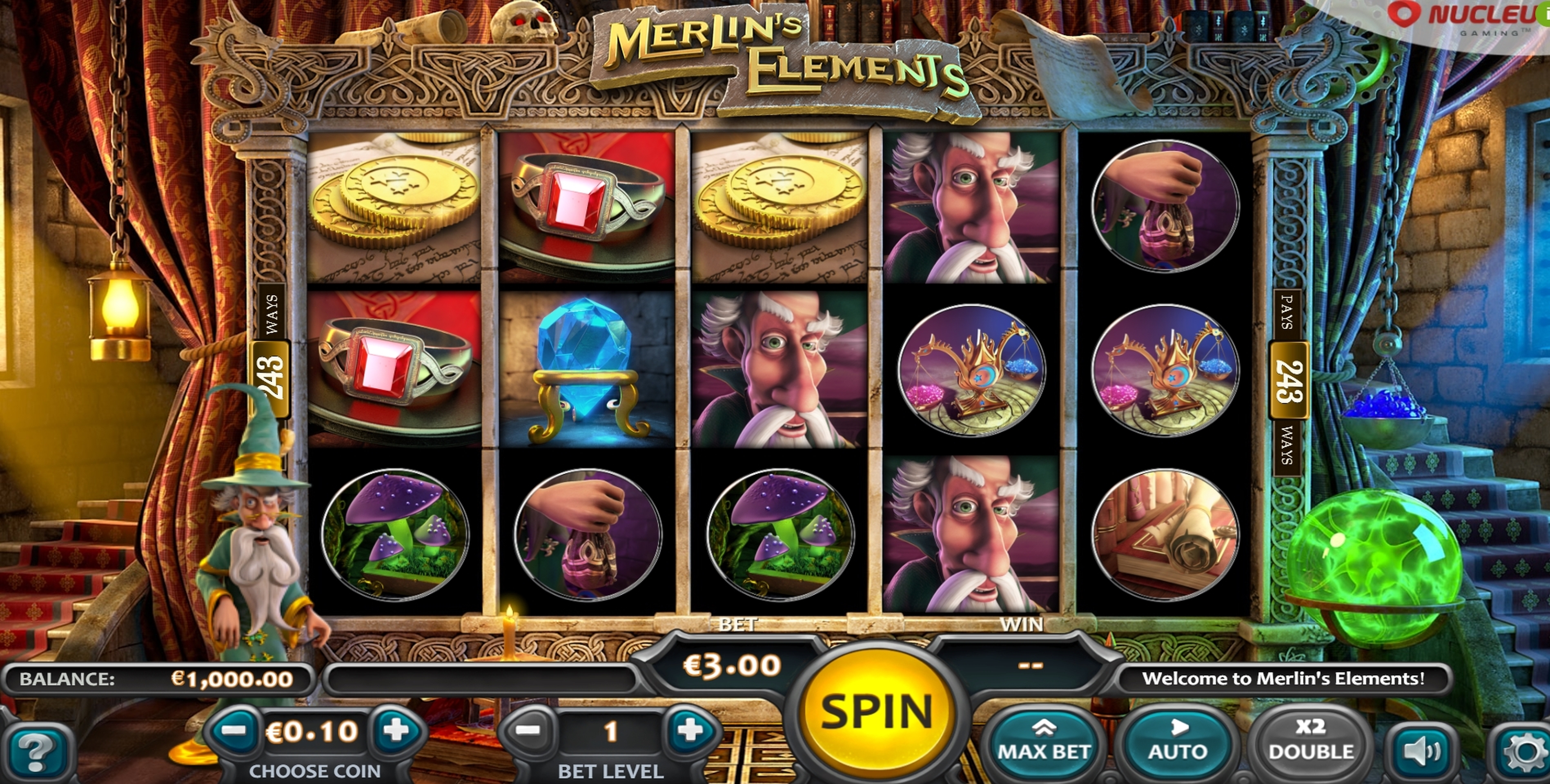 Reels in Merlin's Elements Slot Game by Nucleus Gaming