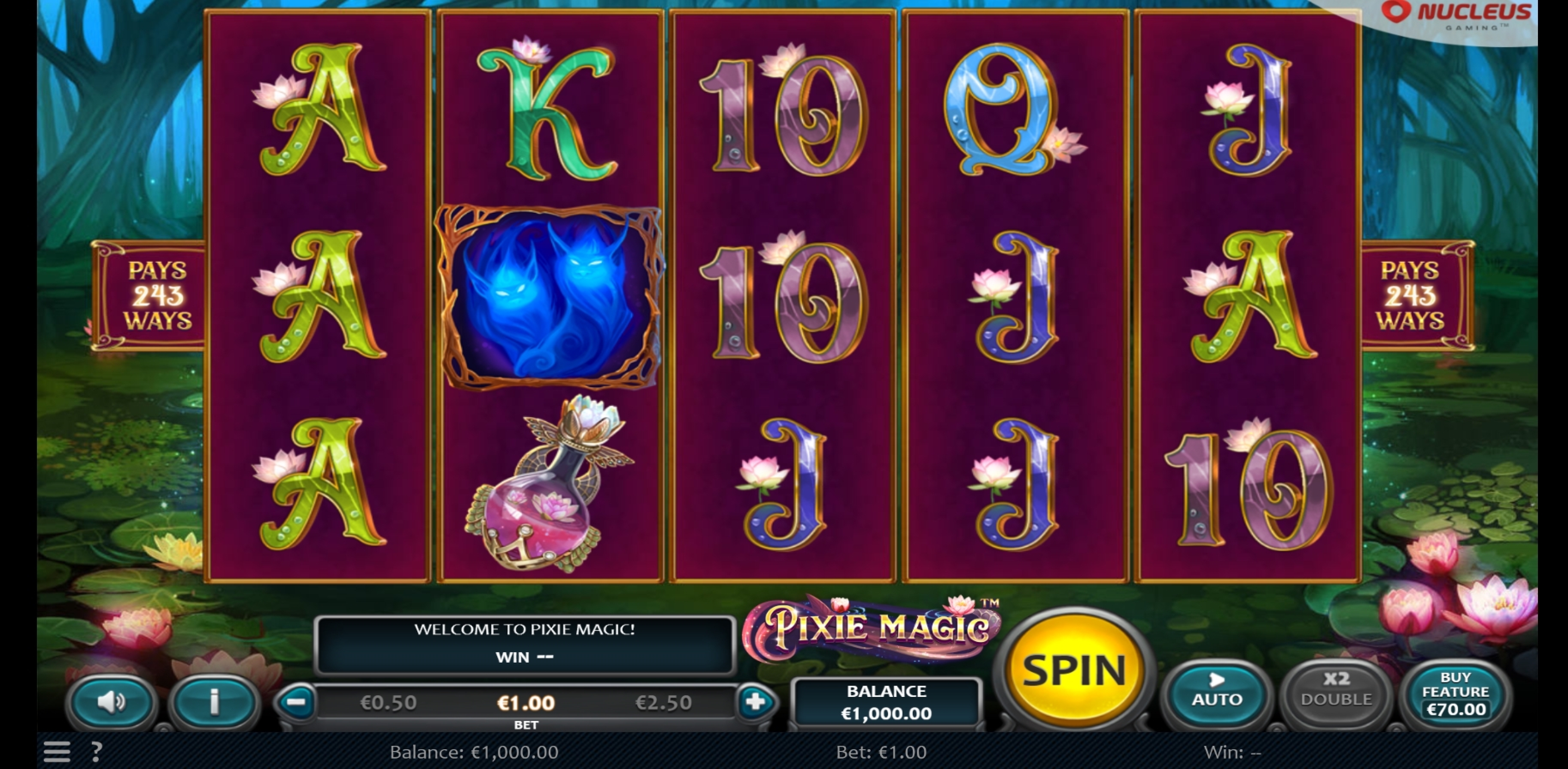 Reels in Pixie Magic Slot Game by Nucleus Gaming