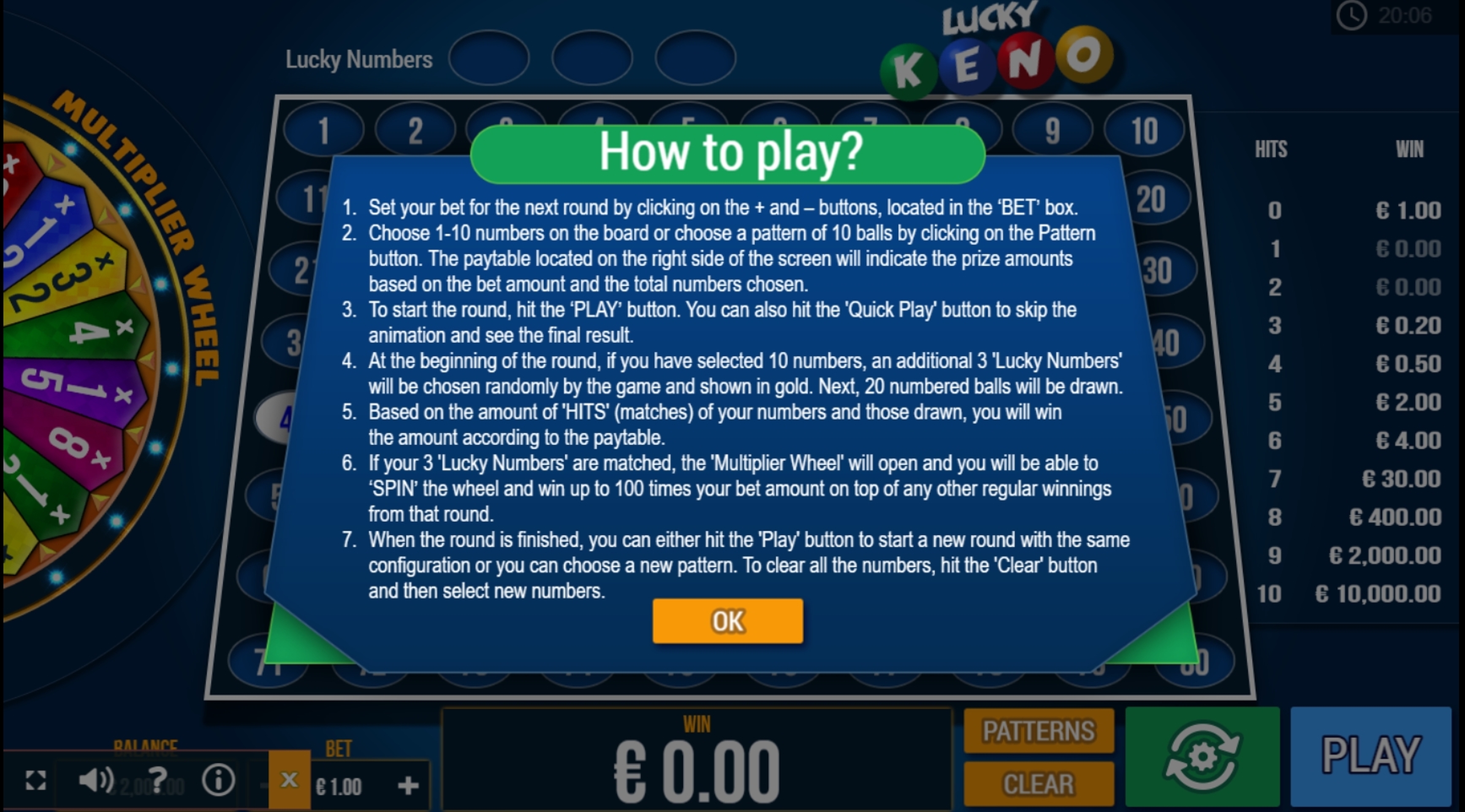 Info of Lucky Keno Slot Game by PariPlay