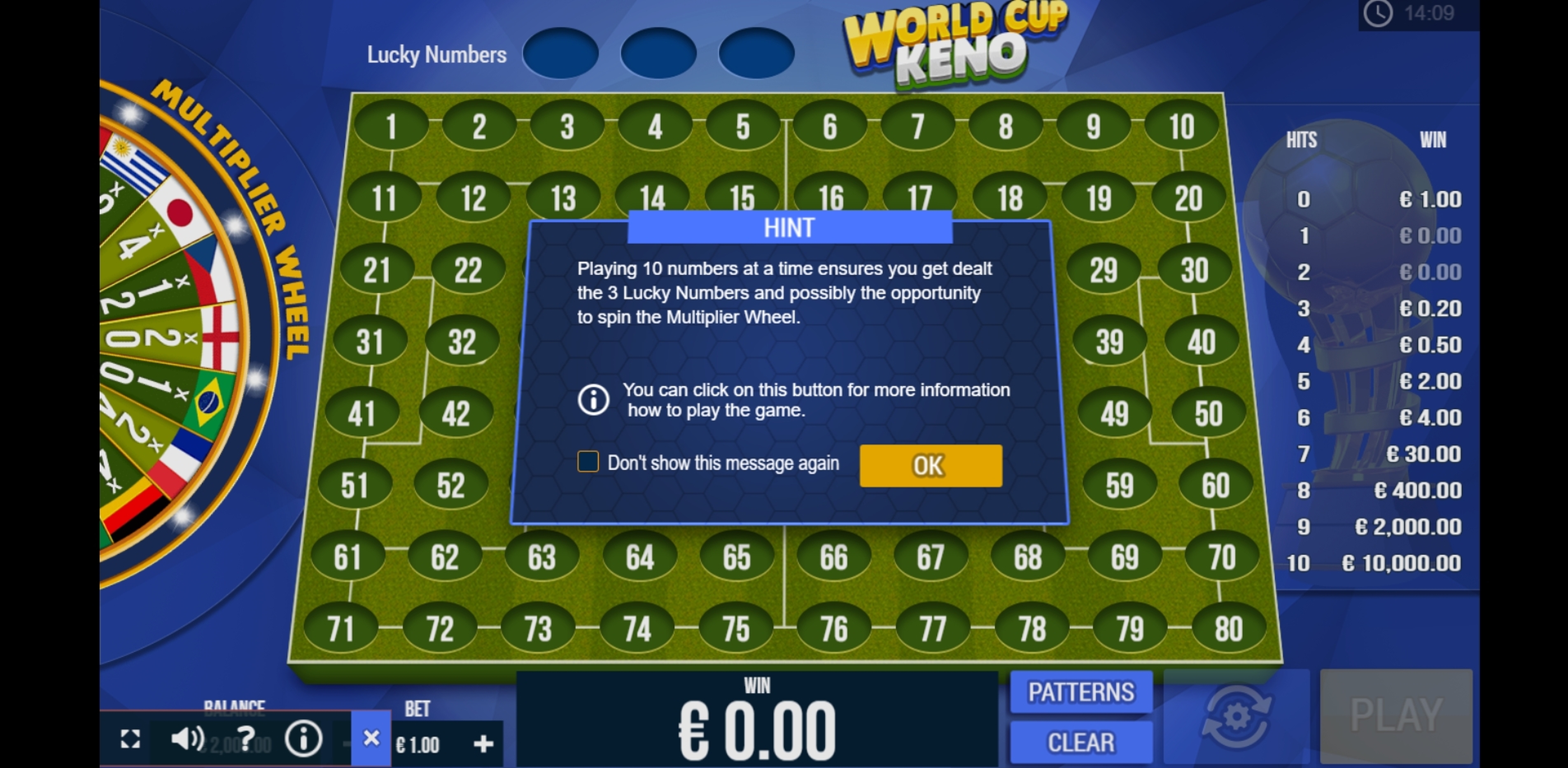 World Cup Keno demo