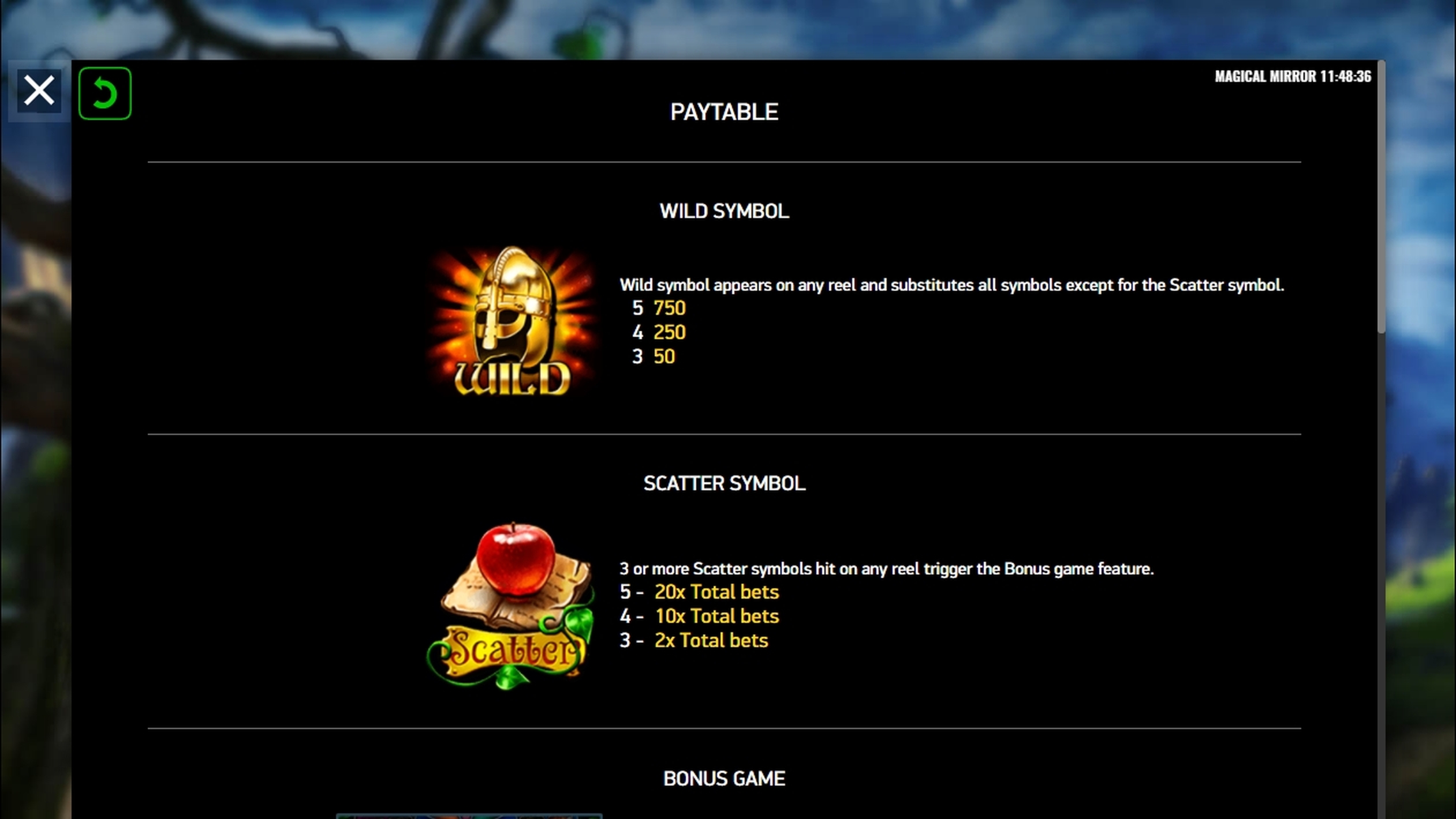 Info of Magical Mirror Slot Game by Platipus