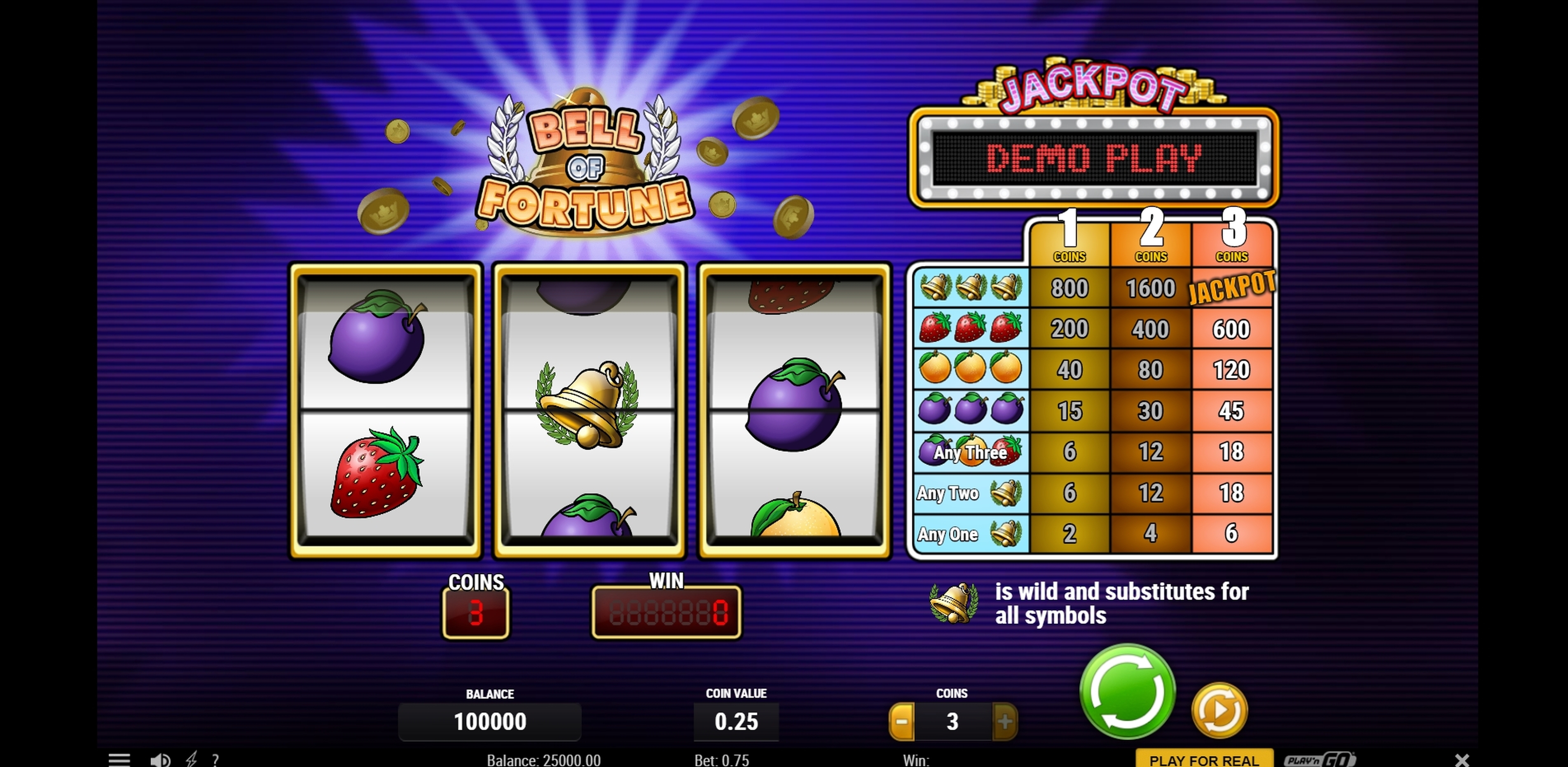 Reels in Bell Of Fortune Slot Game by Playn GO