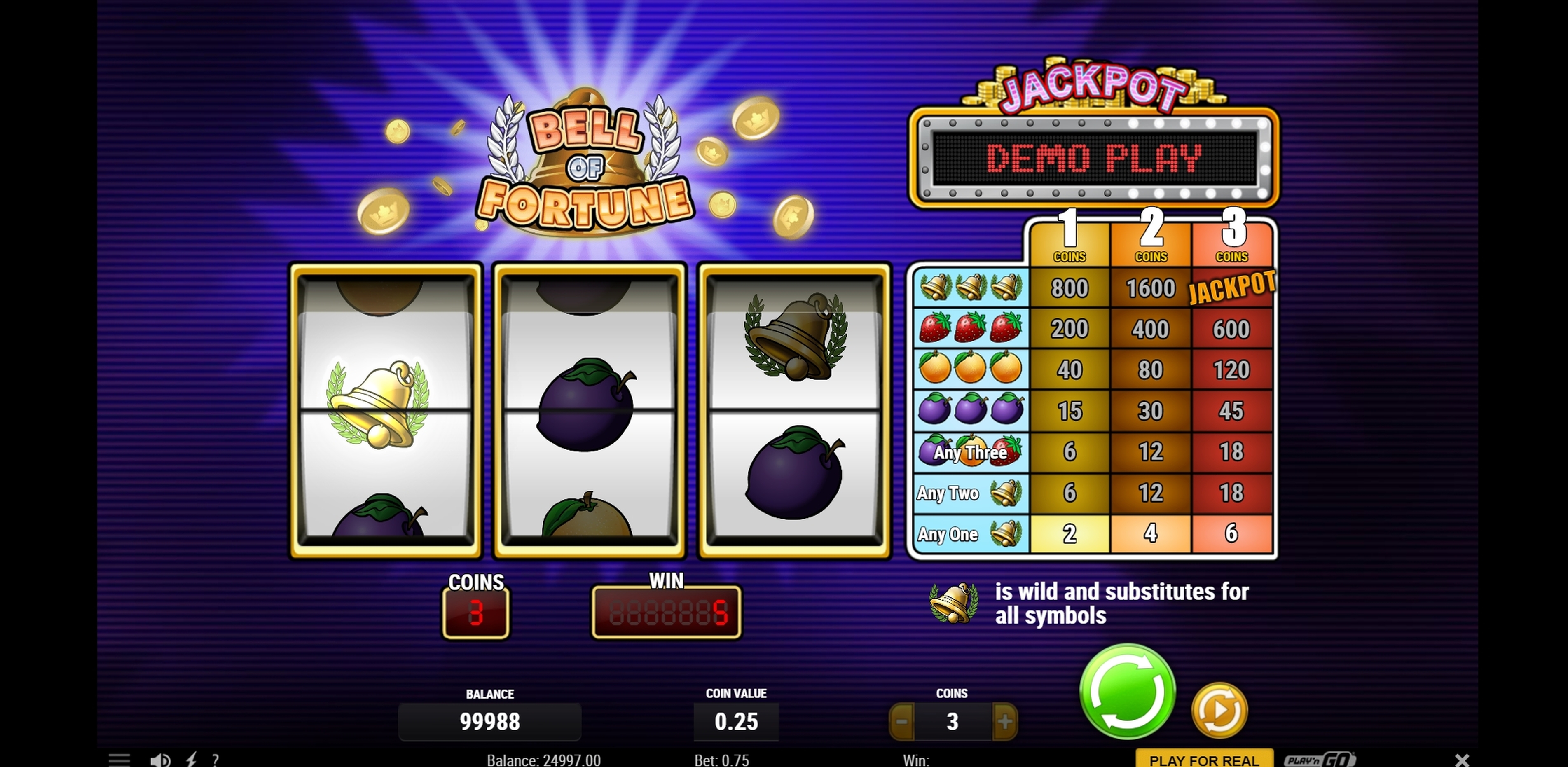 Win Money in Bell Of Fortune Free Slot Game by Playn GO