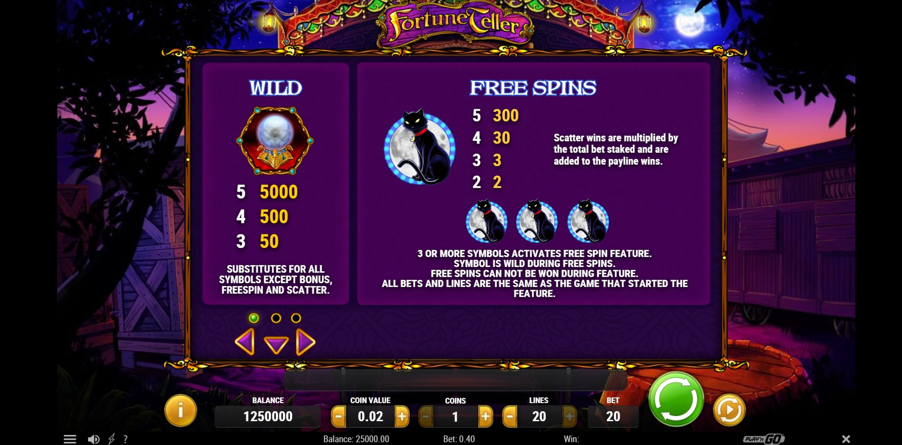Info of Fortune Teller Slot Game by Playn GO