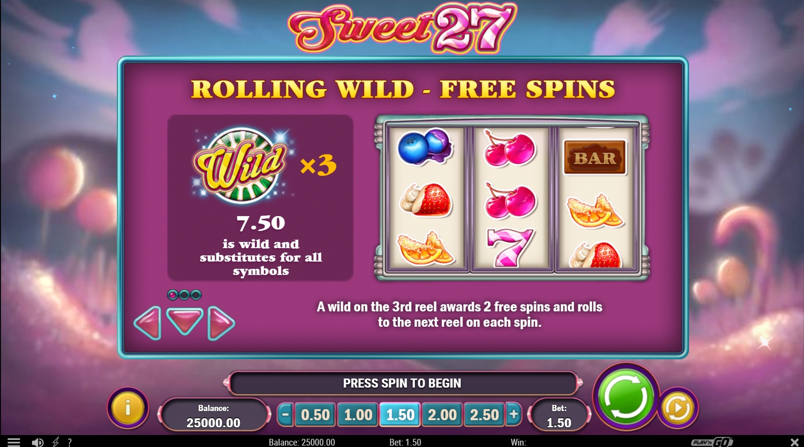 Info of Sweet 27 Slot Game by Playn GO