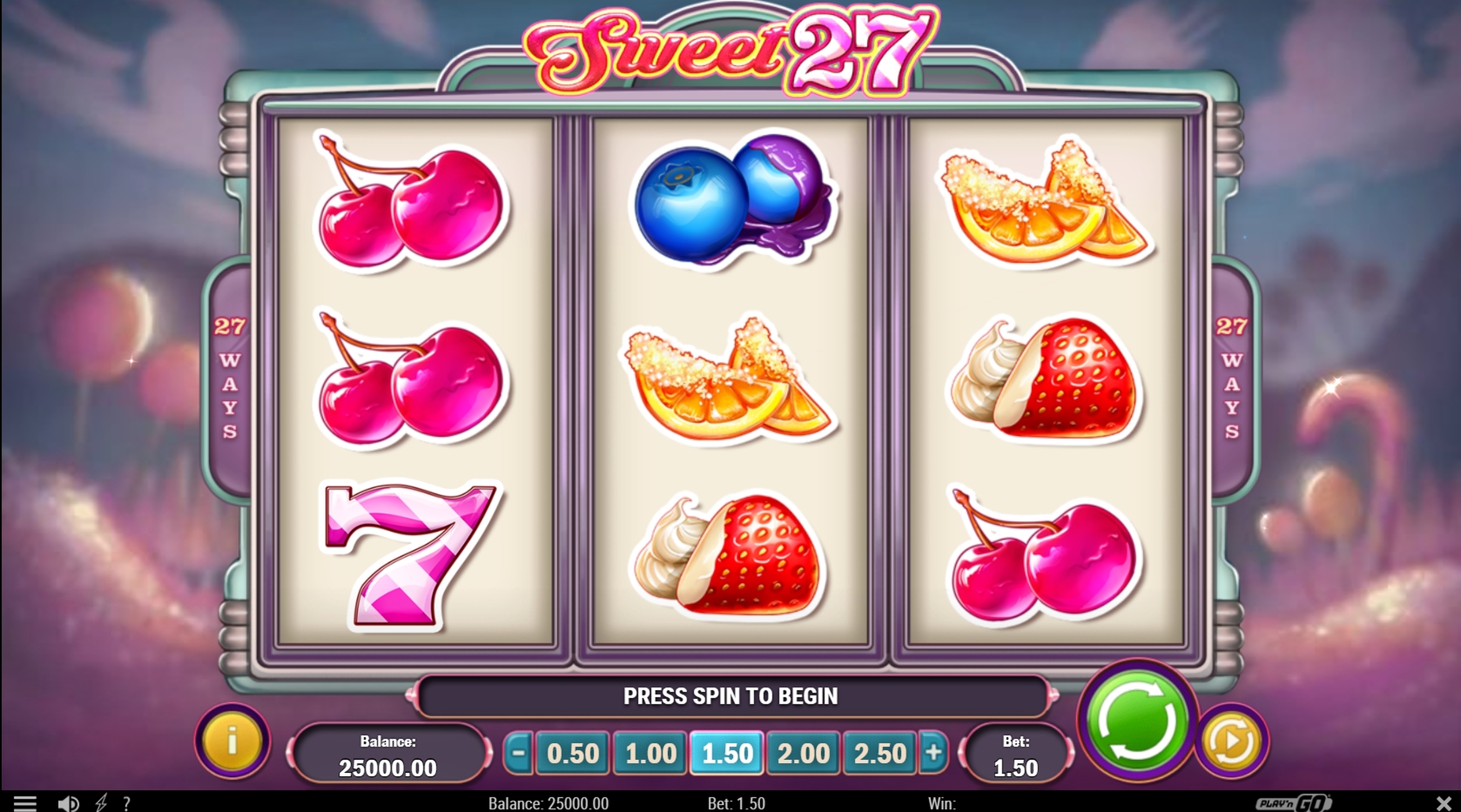 Reels in Sweet 27 Slot Game by Playn GO