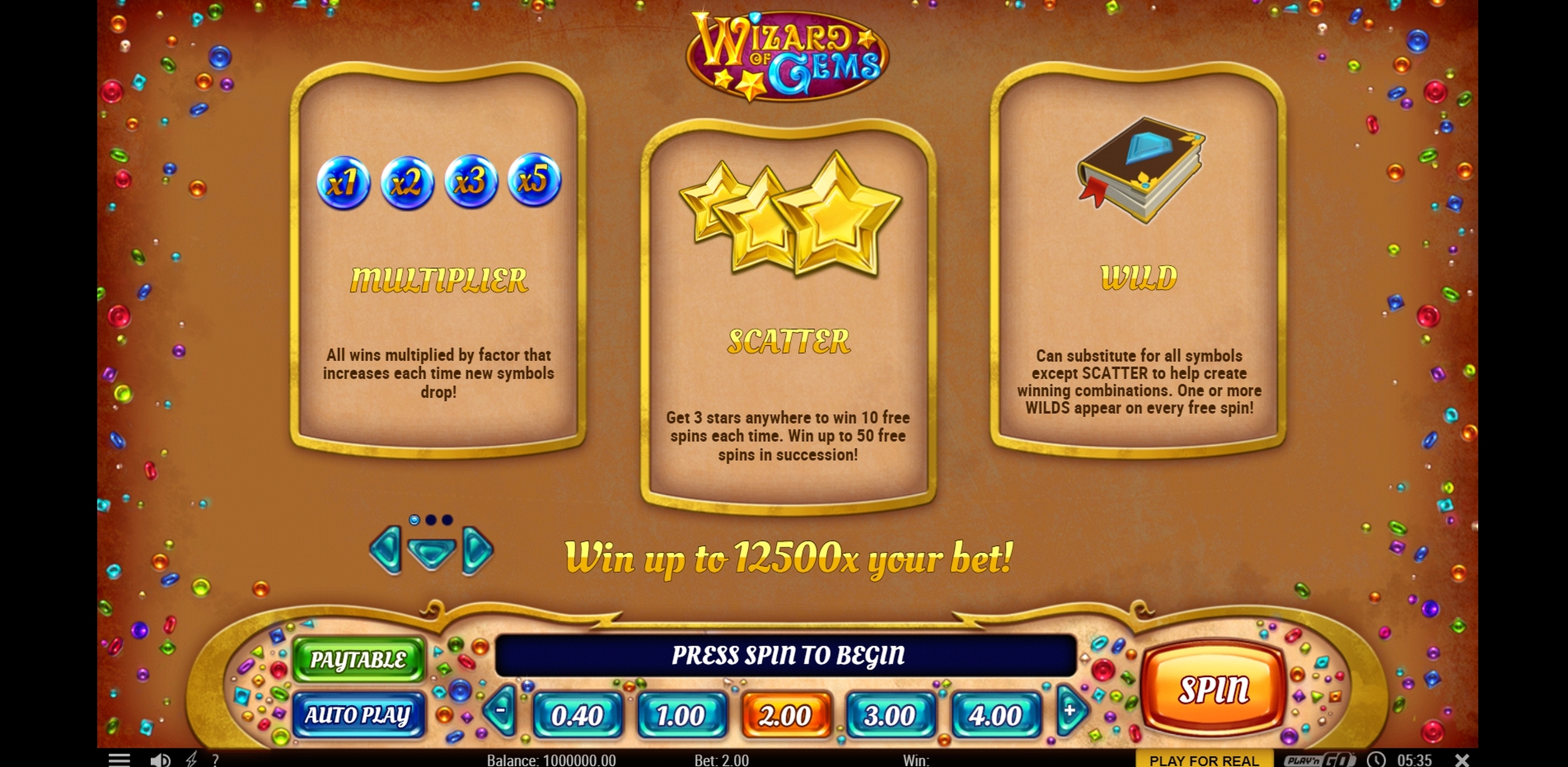 Info of Wizard of Gems Slot Game by Playn GO