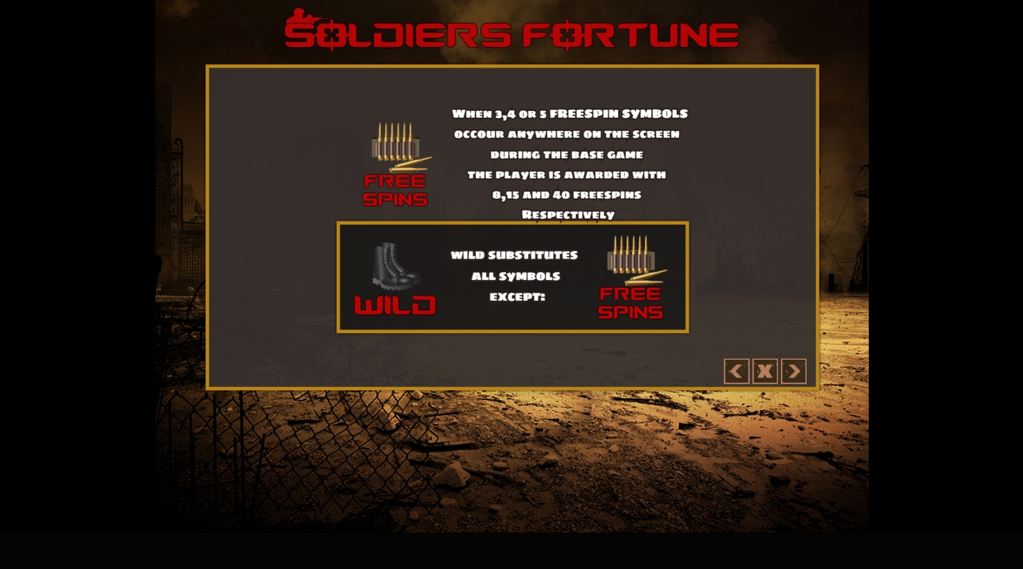 Info of Soldiers Fortune Slot Game by PlayPearls