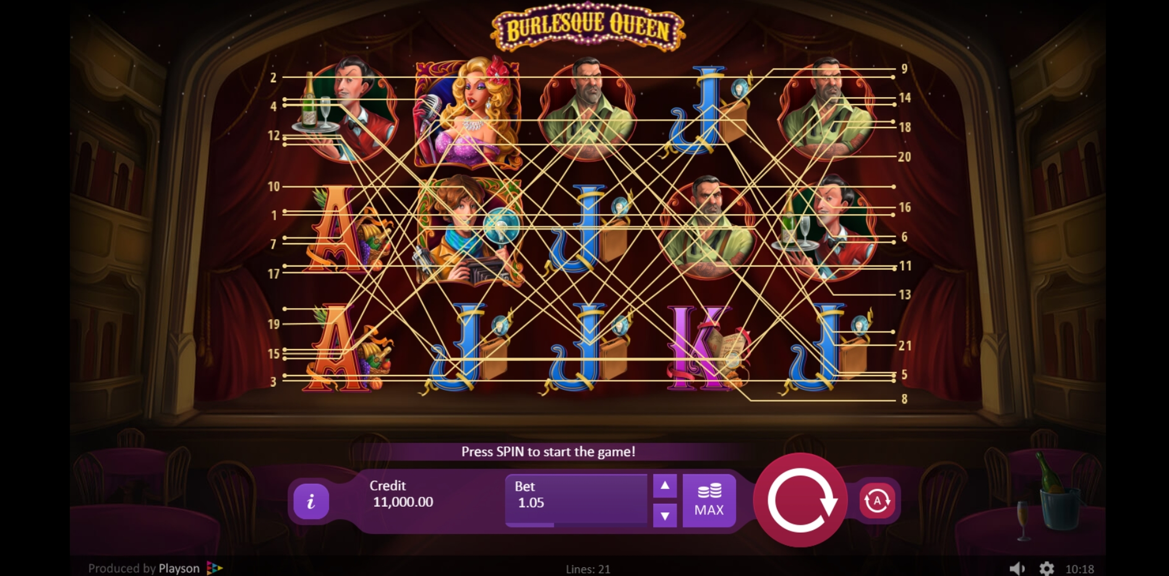 Reels in Burlesque Queen Slot Game by Playson
