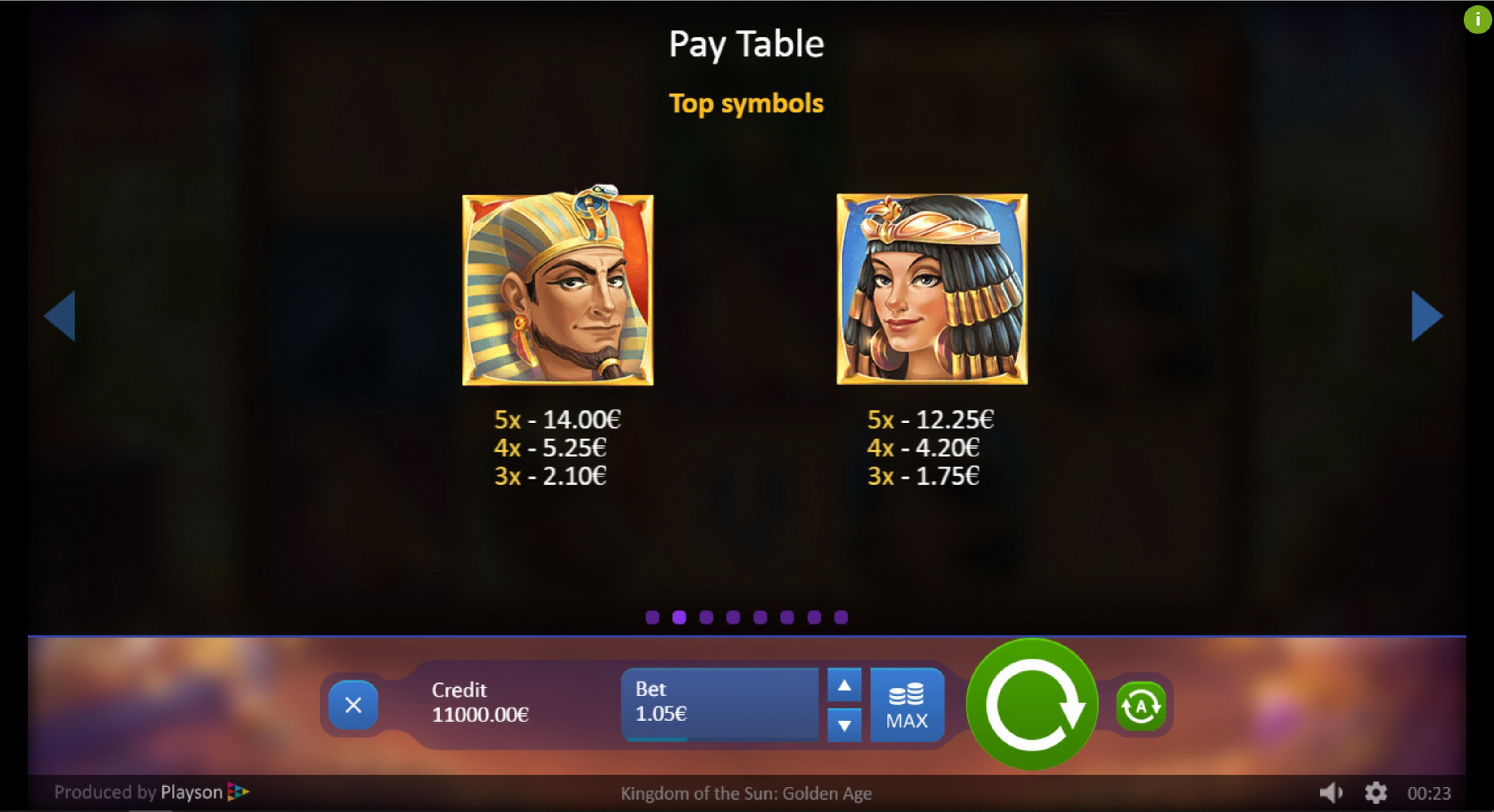 Info of Kingdom of the Sun: Golden Age Slot Game by Playson