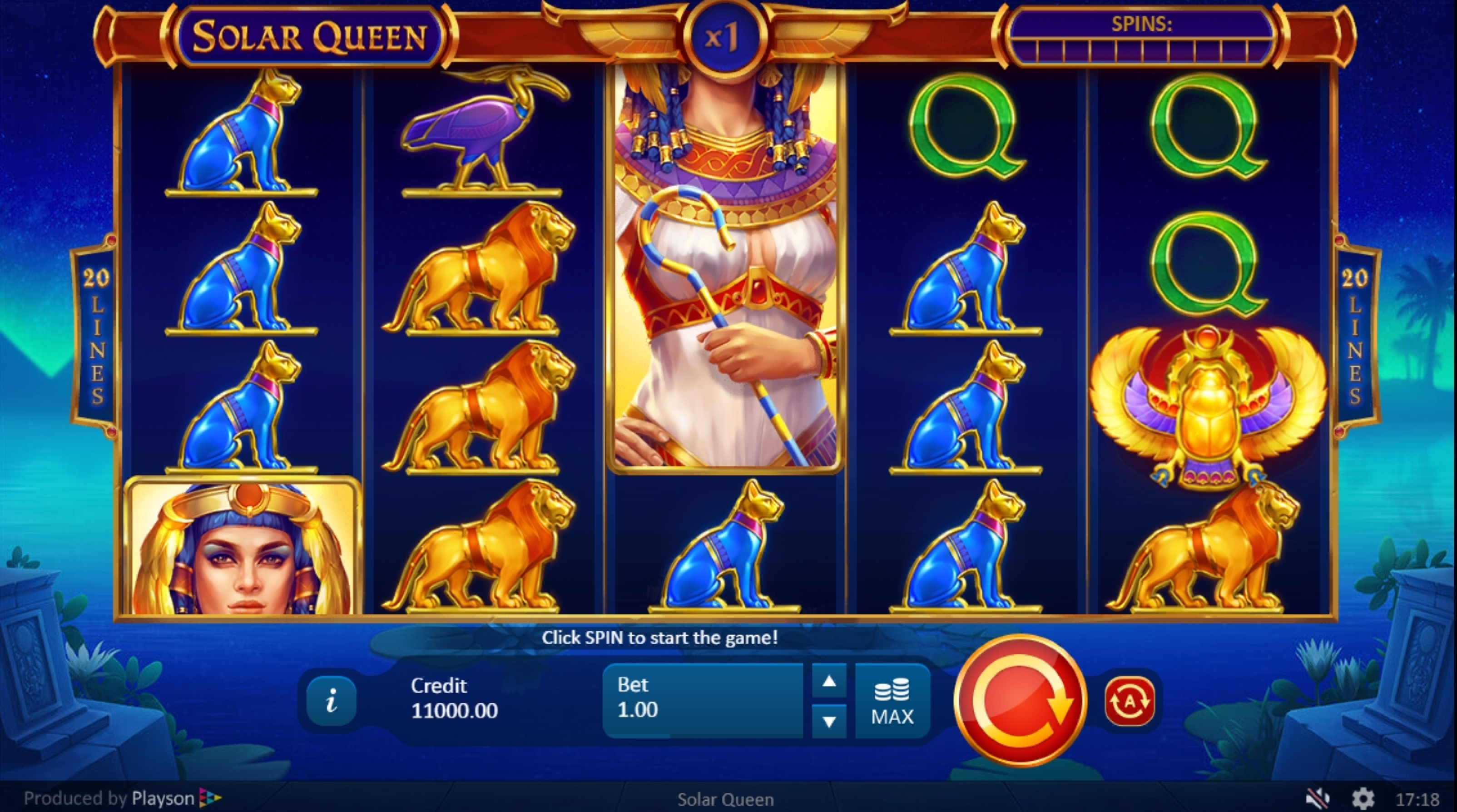 Reels in Solar Queen Slot Game by Playson