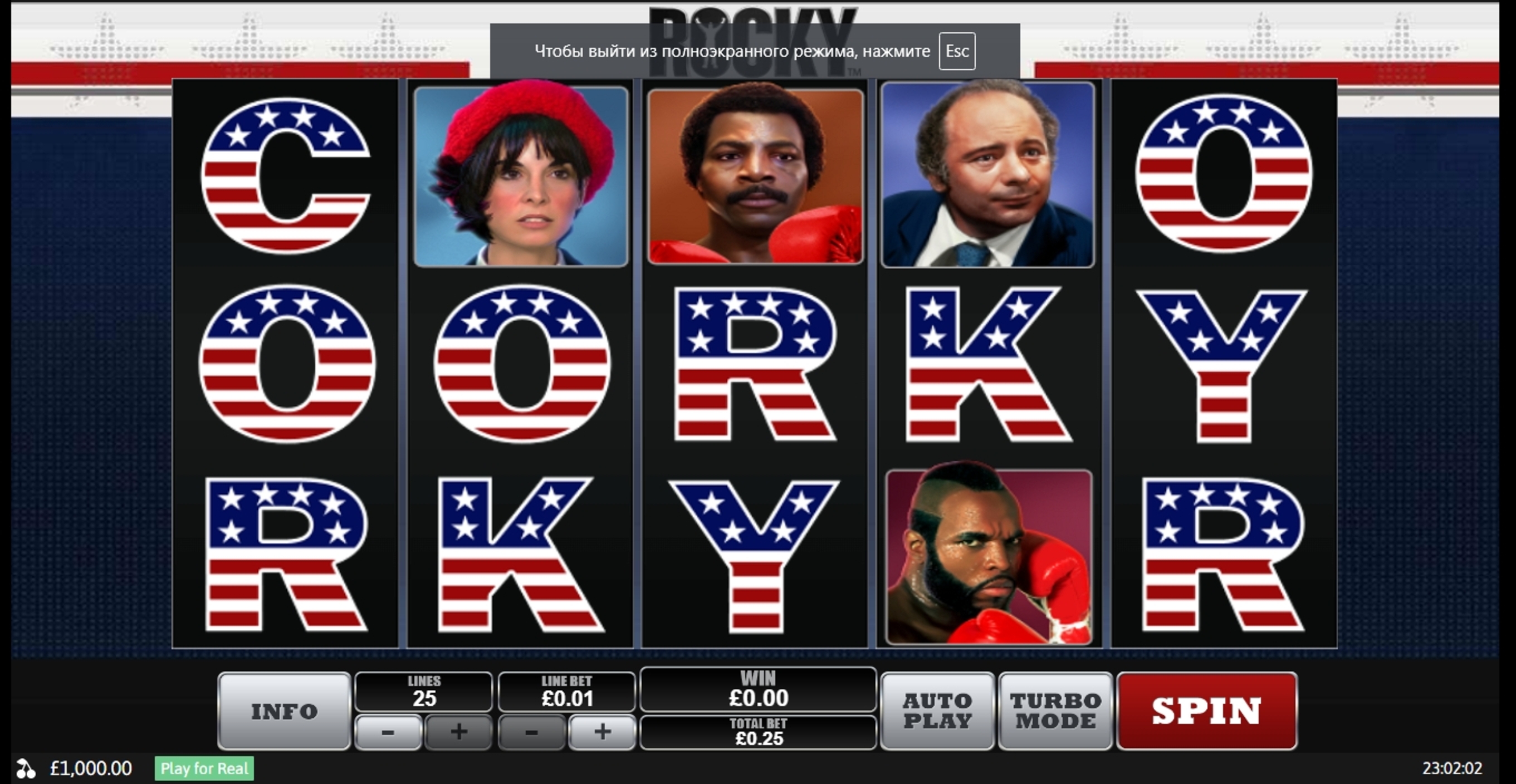 Reels in Rocky Slot Game by Playtech