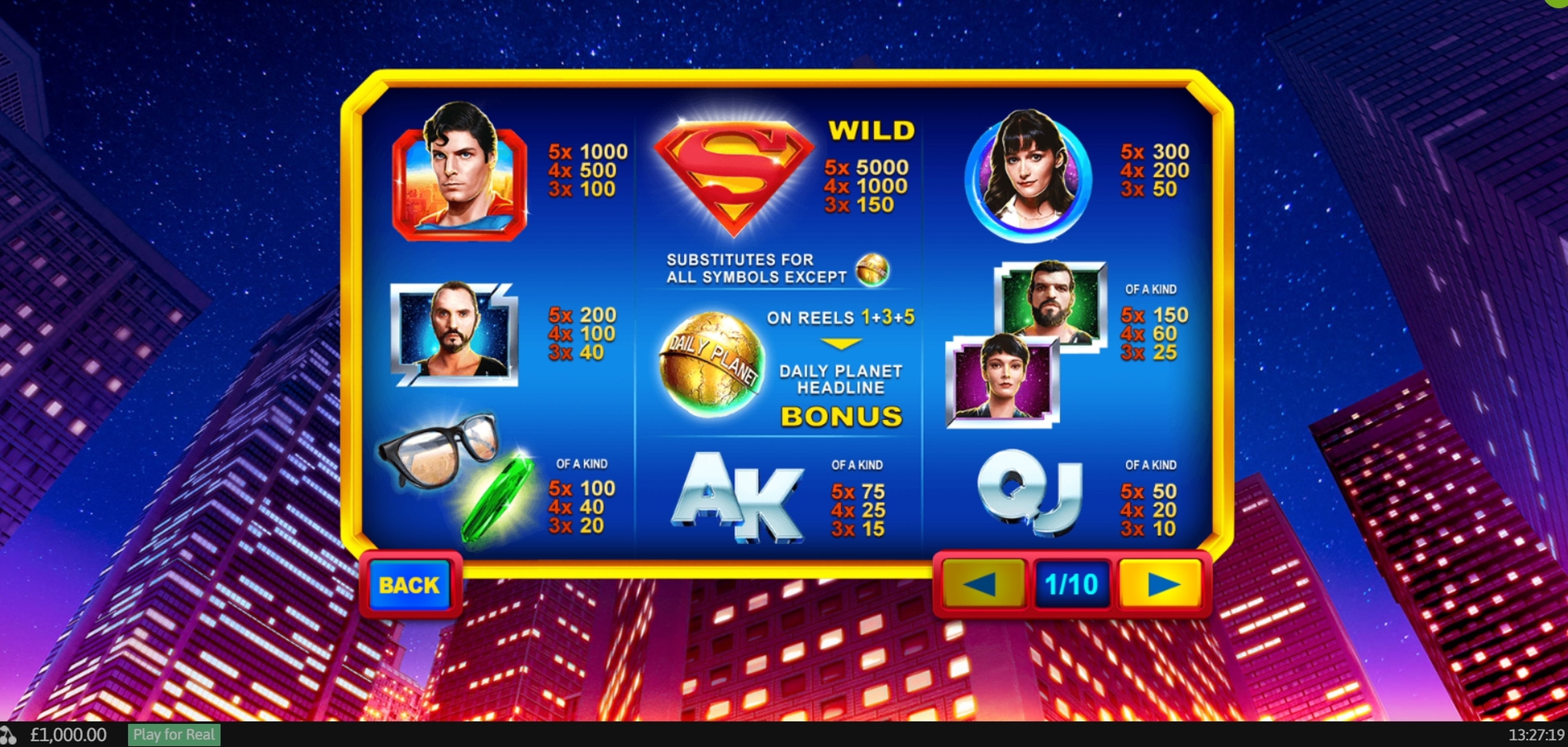 Info of Superman II Slot Slot Game by Playtech