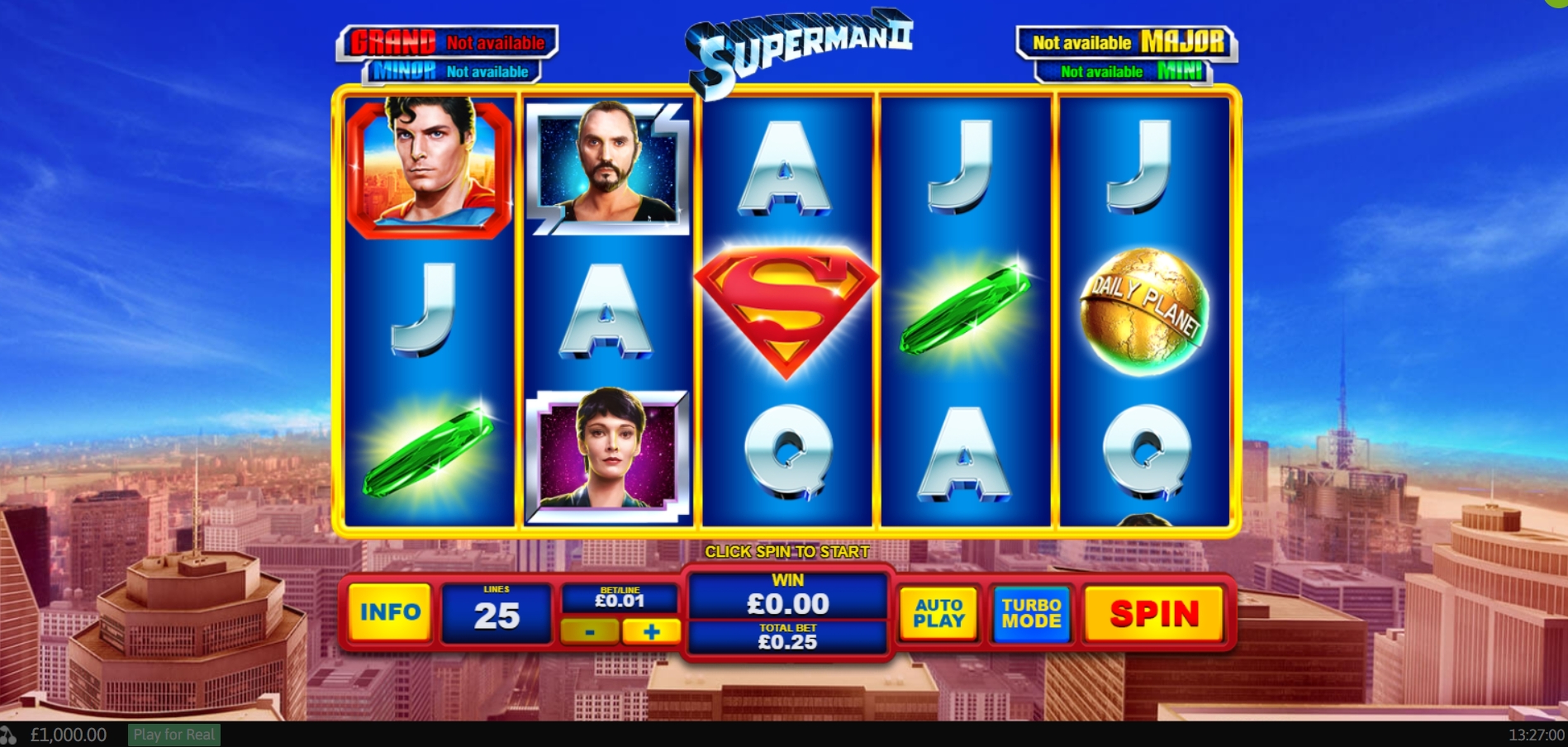 Reels in Superman II Slot Slot Game by Playtech
