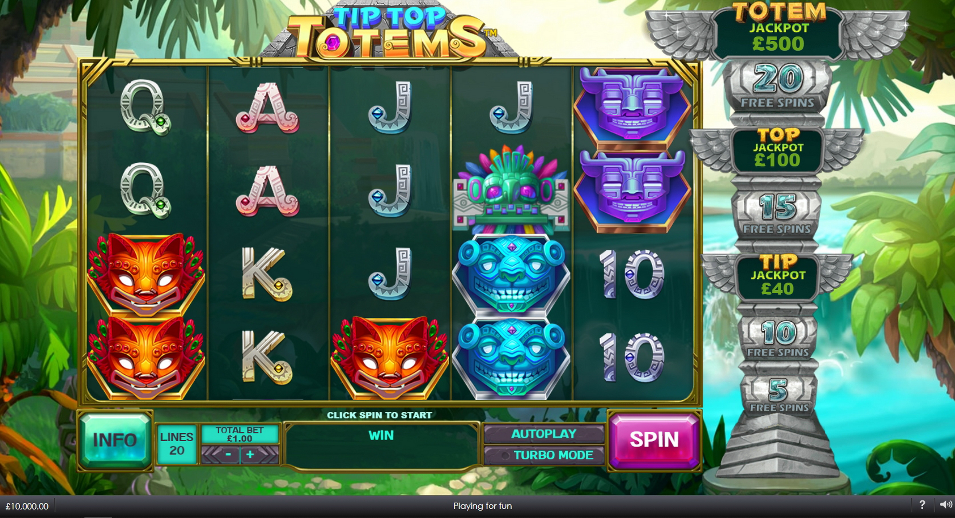 Reels in Tip Top Totems Slot Game by Playtech Origins