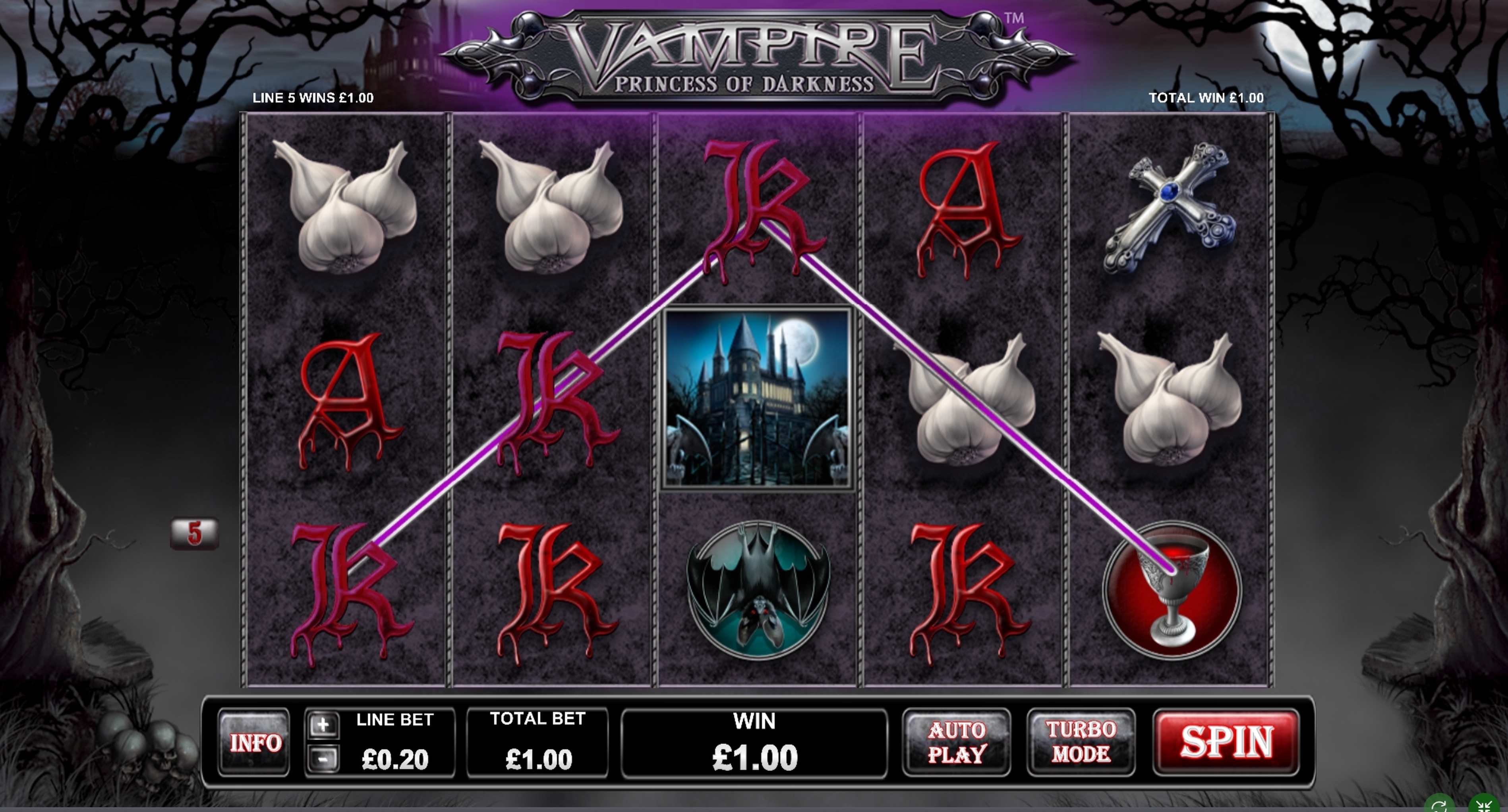 Win Money in Vampire Princess of Darkness Free Slot Game by Playtech