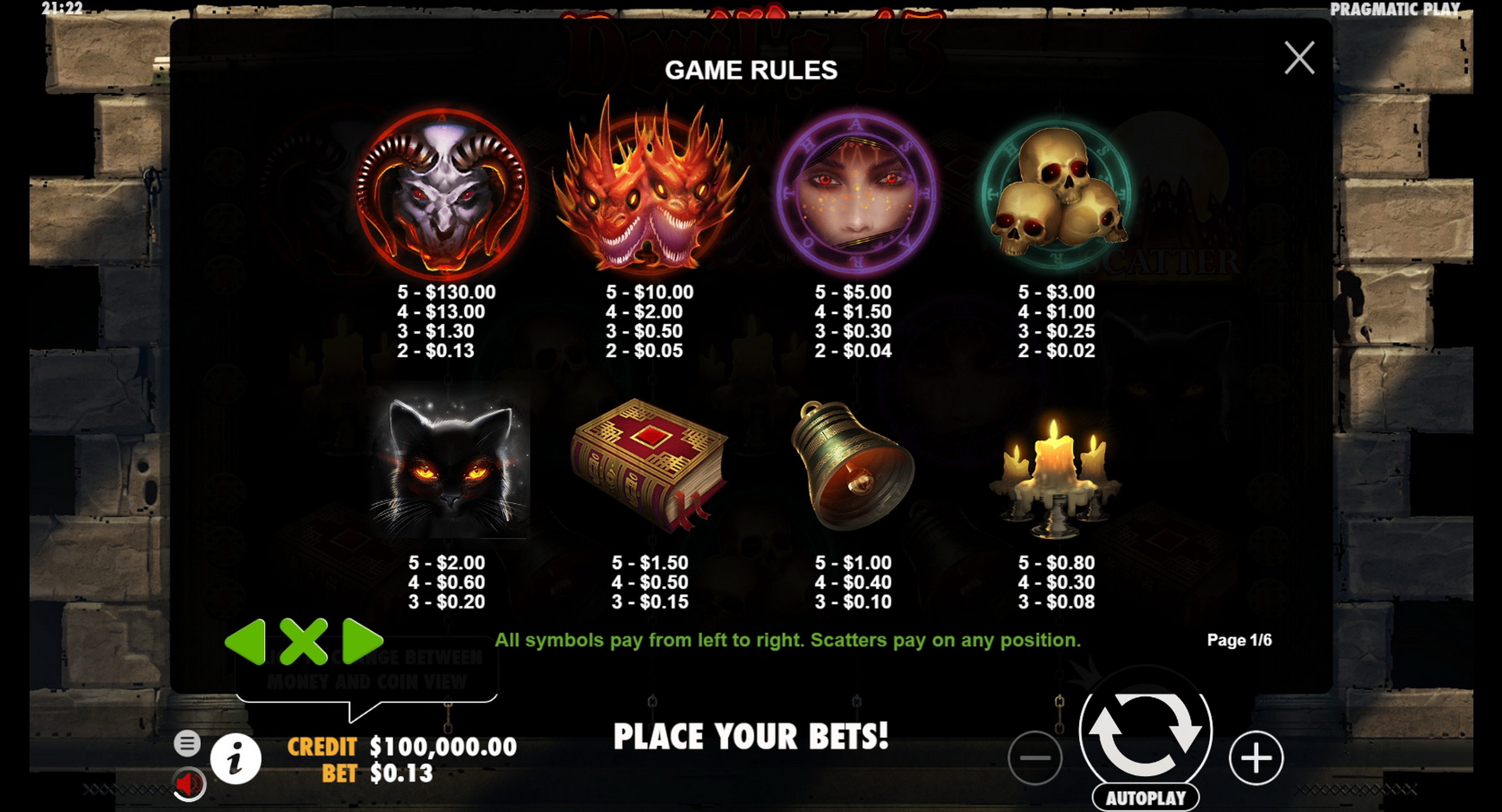Info of Diablo 13 Slot Game by Pragmatic Play