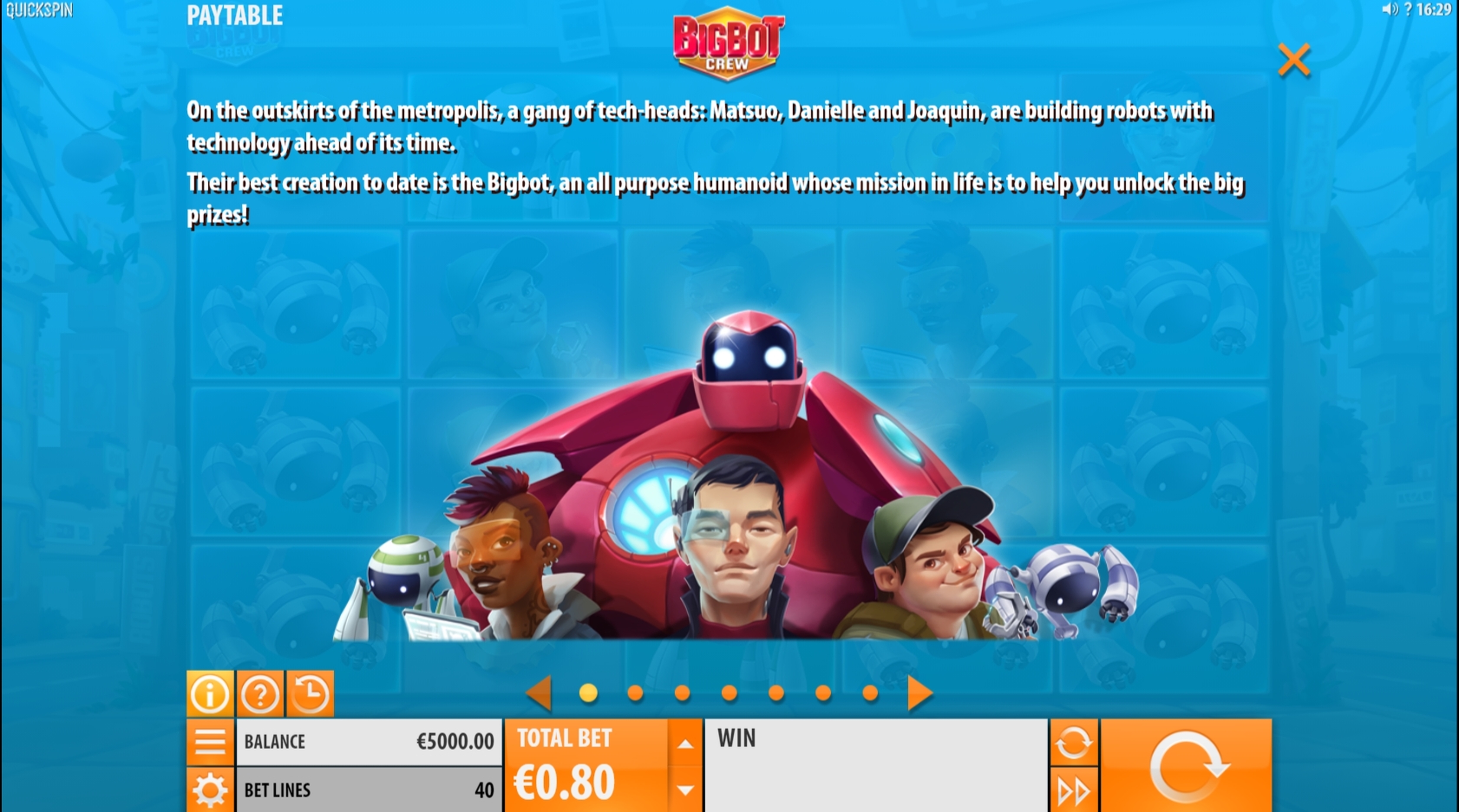 Info of Big Bot Crew Slot Game by Quickspin
