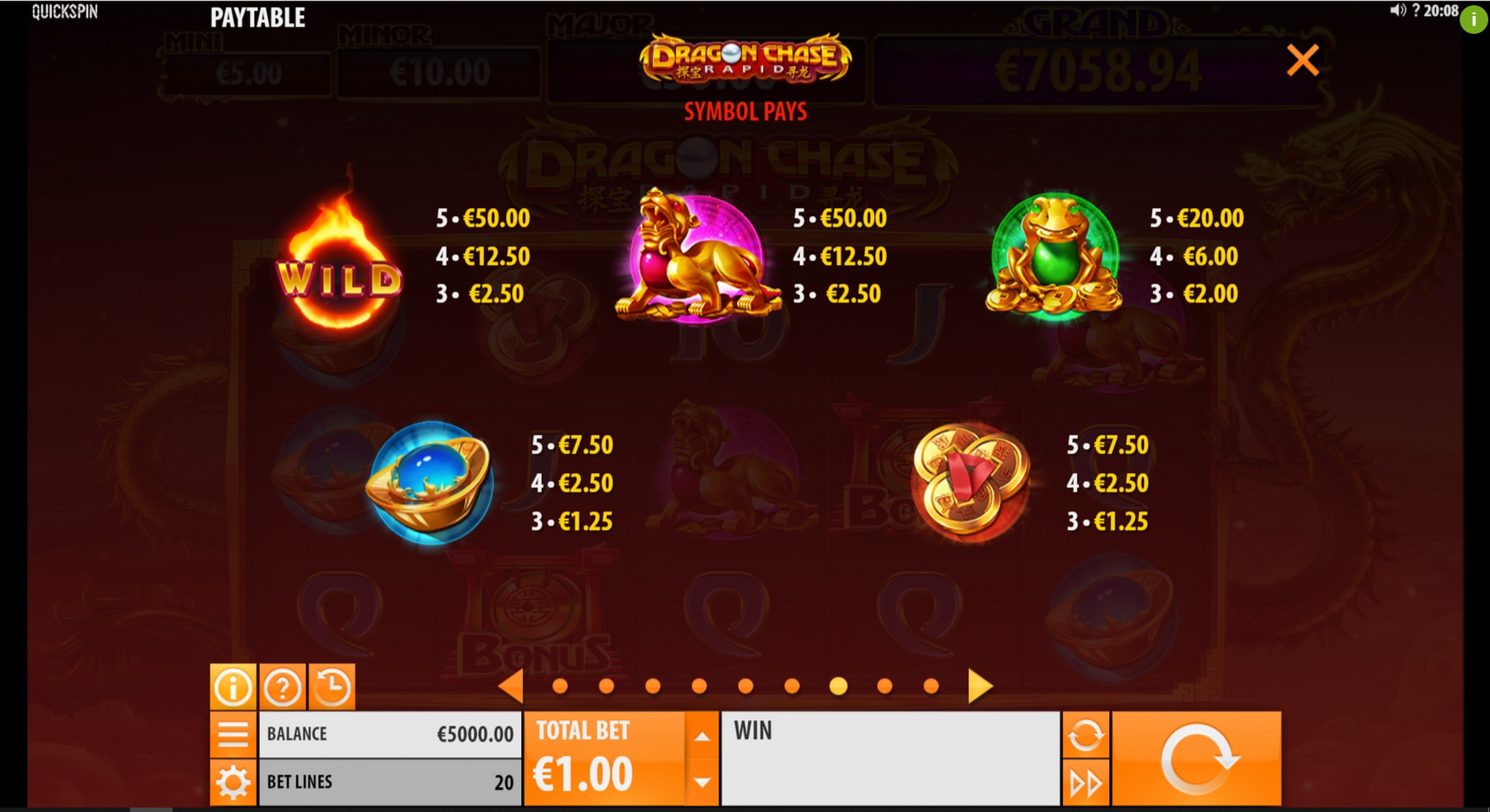 Info of Dragon Chase Rapid Slot Game by Quickspin