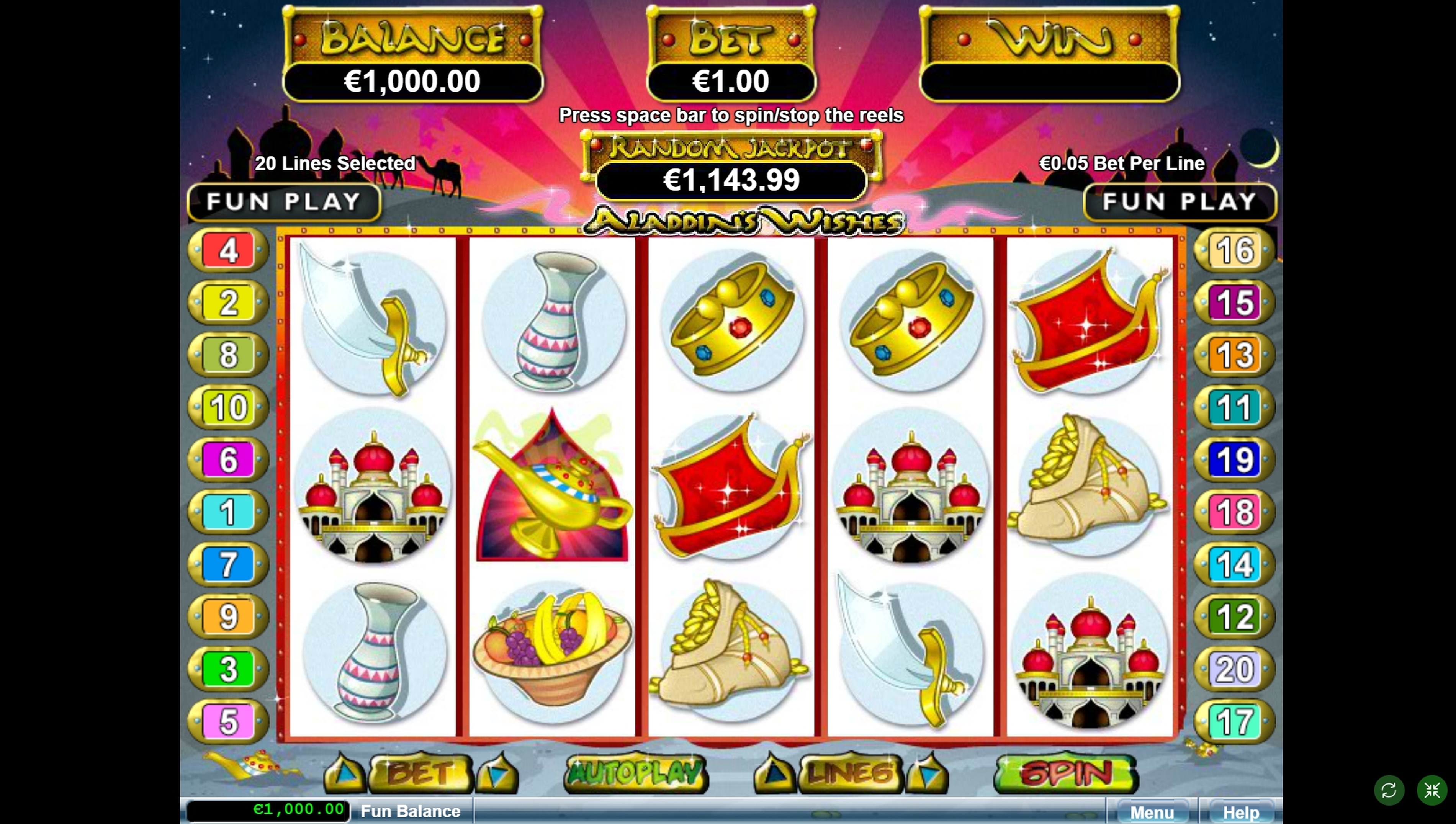Reels in Aladdin's wishes Slot Game by Real Time Gaming
