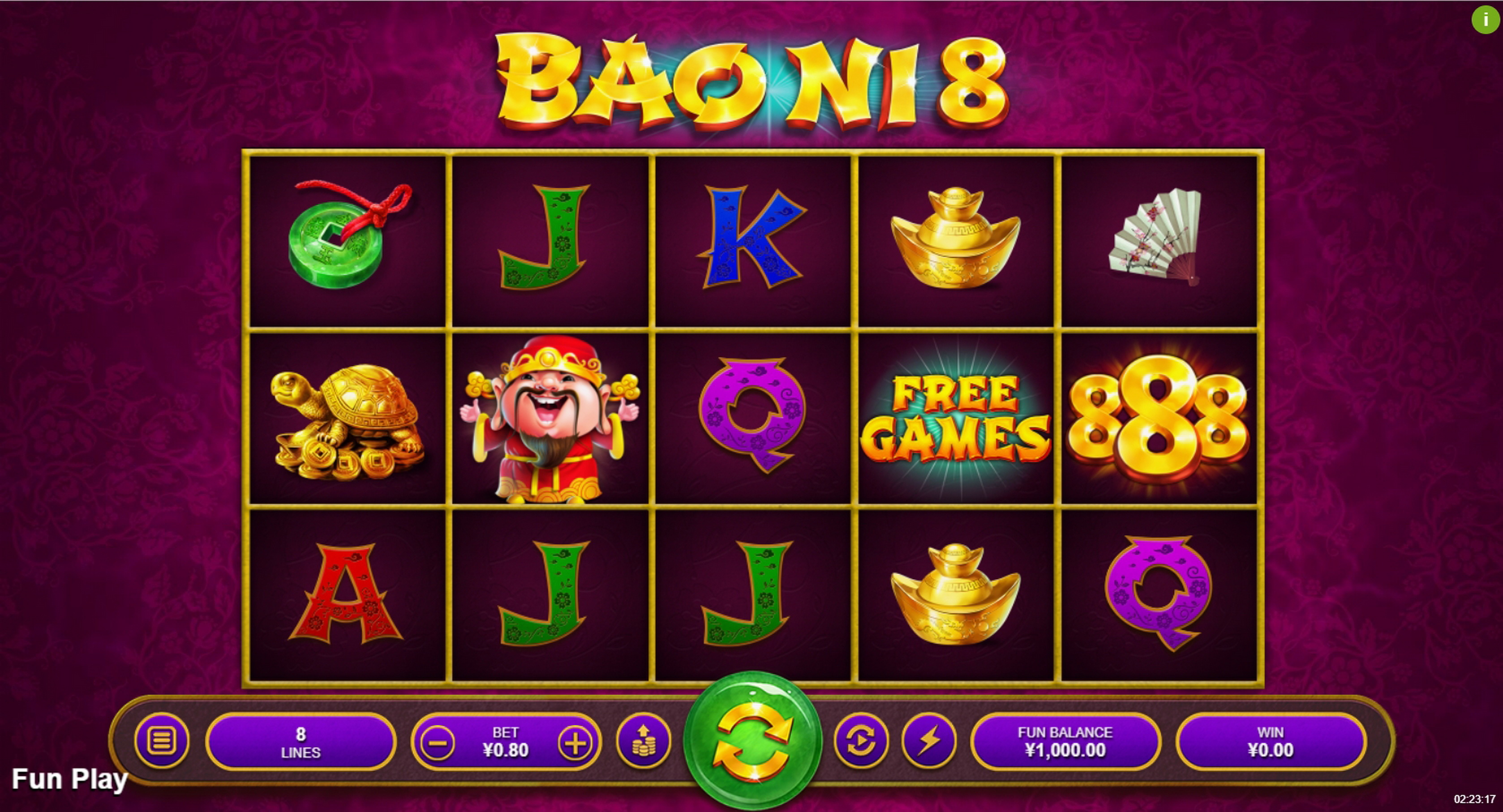 Reels in Bao Ni 8 Slot Game by Real Time Gaming
