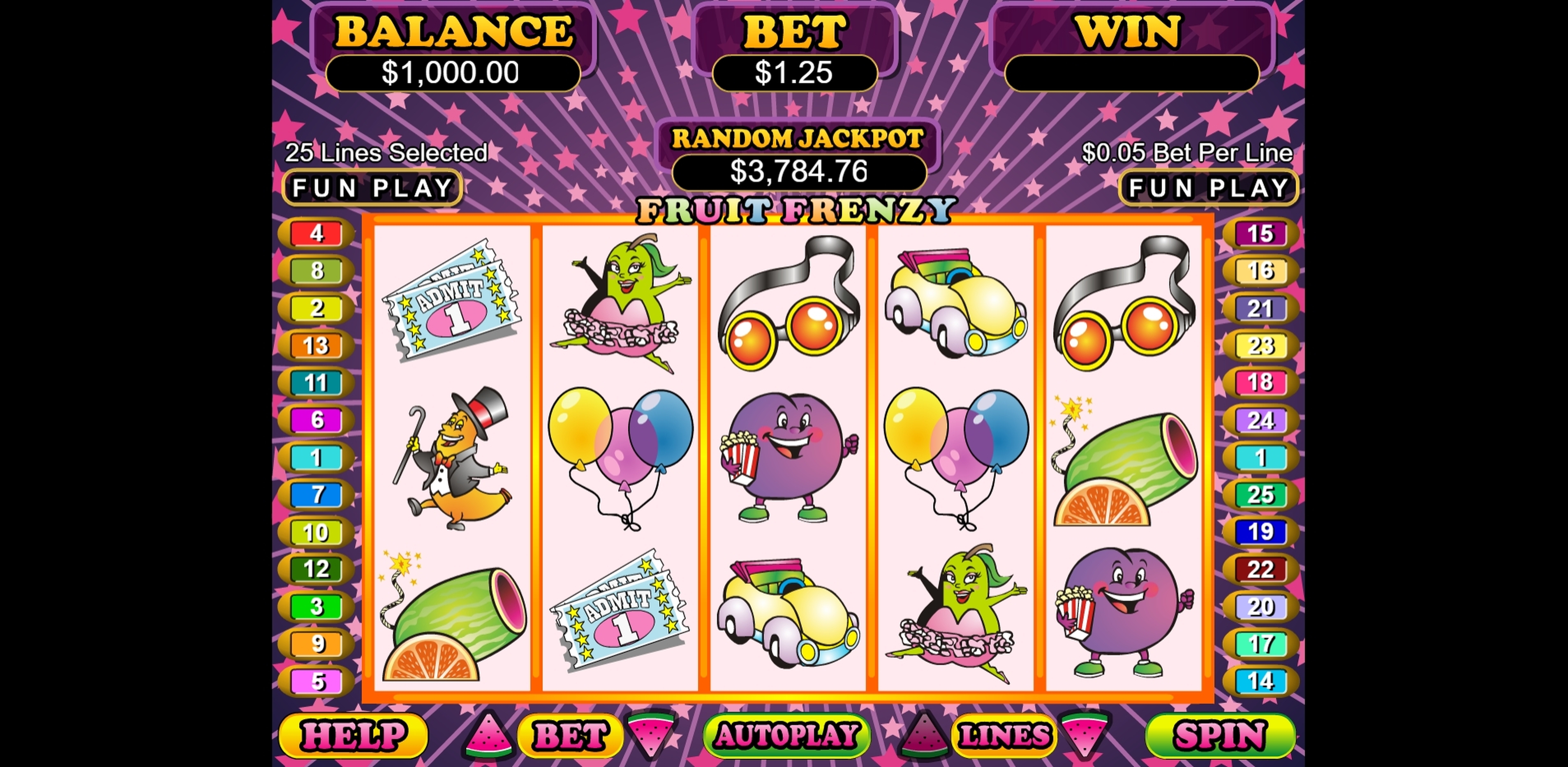Reels in Fruit Frenzy Slot Game by Real Time Gaming