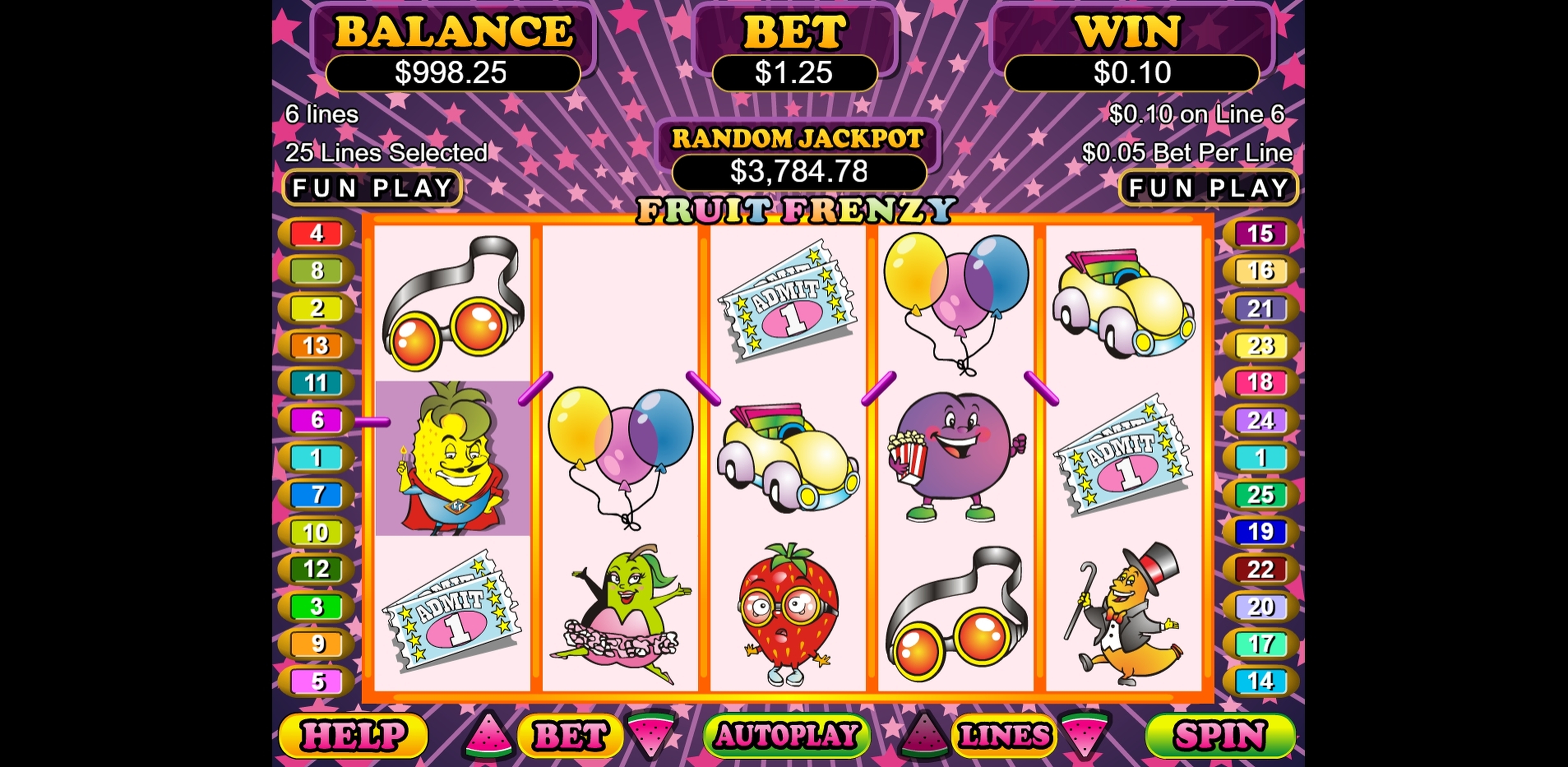 Win Money in Fruit Frenzy Free Slot Game by Real Time Gaming