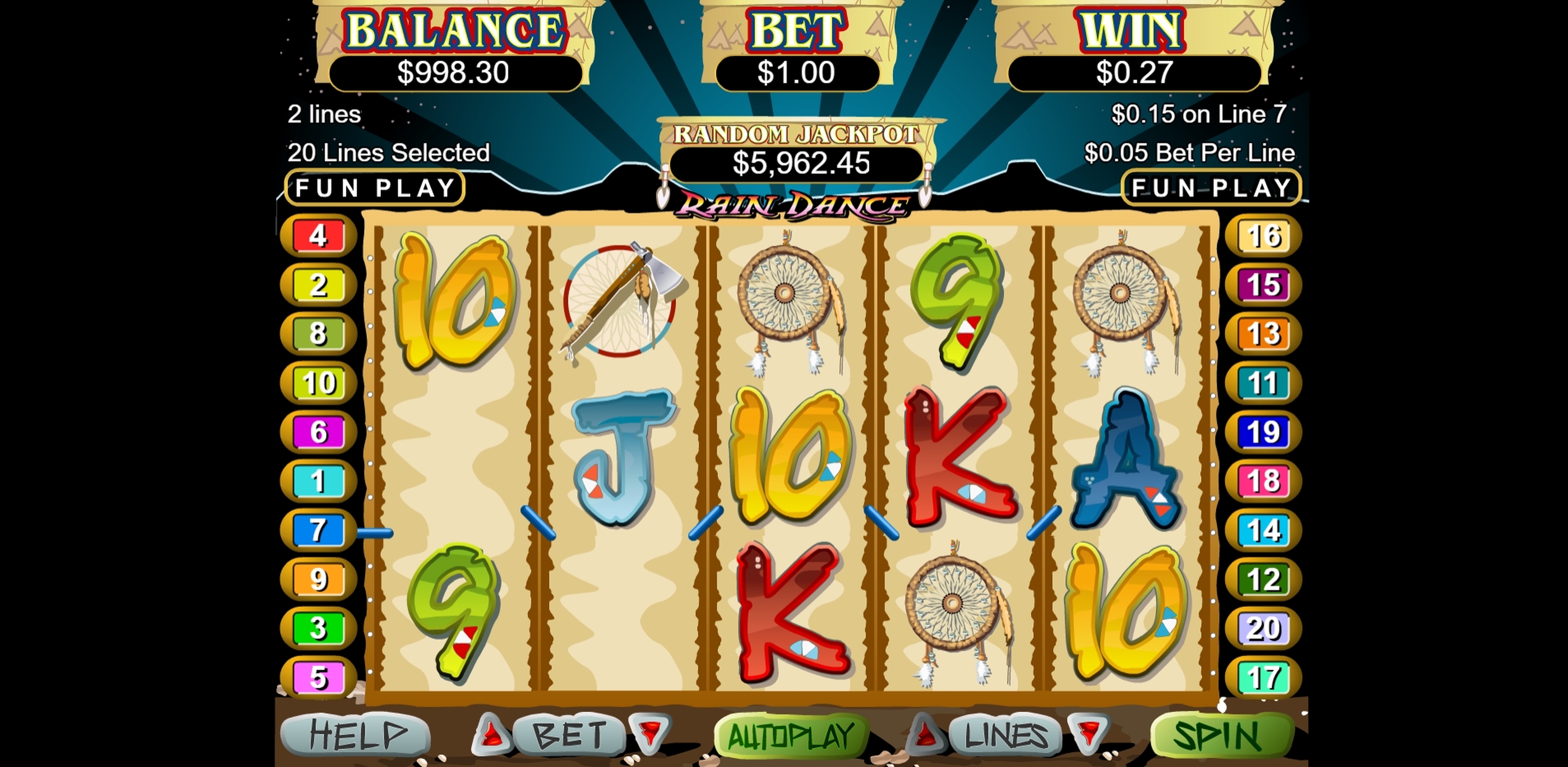 Win Money in Rain Dance Free Slot Game by Real Time Gaming
