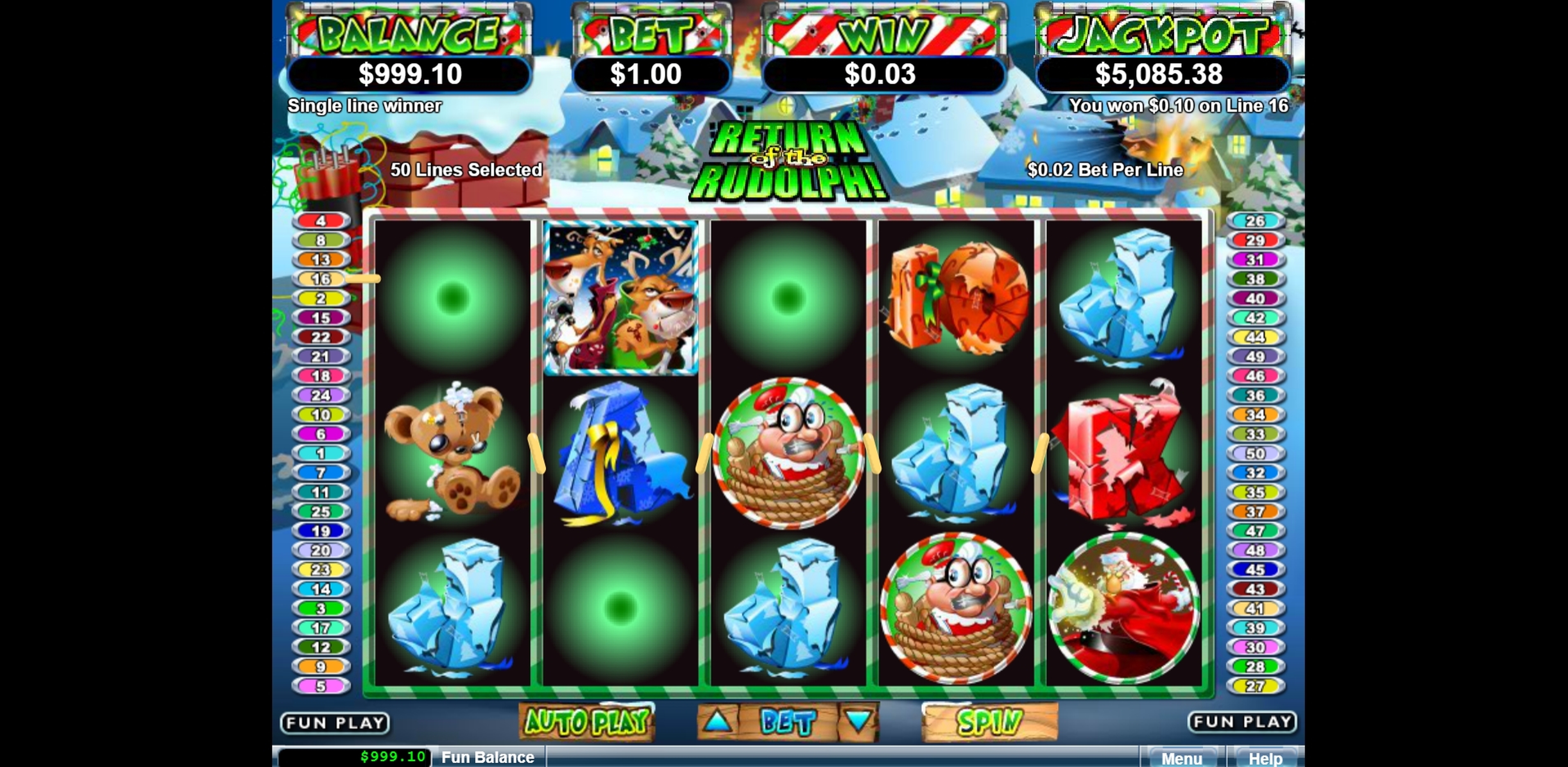 Win Money in Return of the Rudolph Free Slot Game by Real Time Gaming