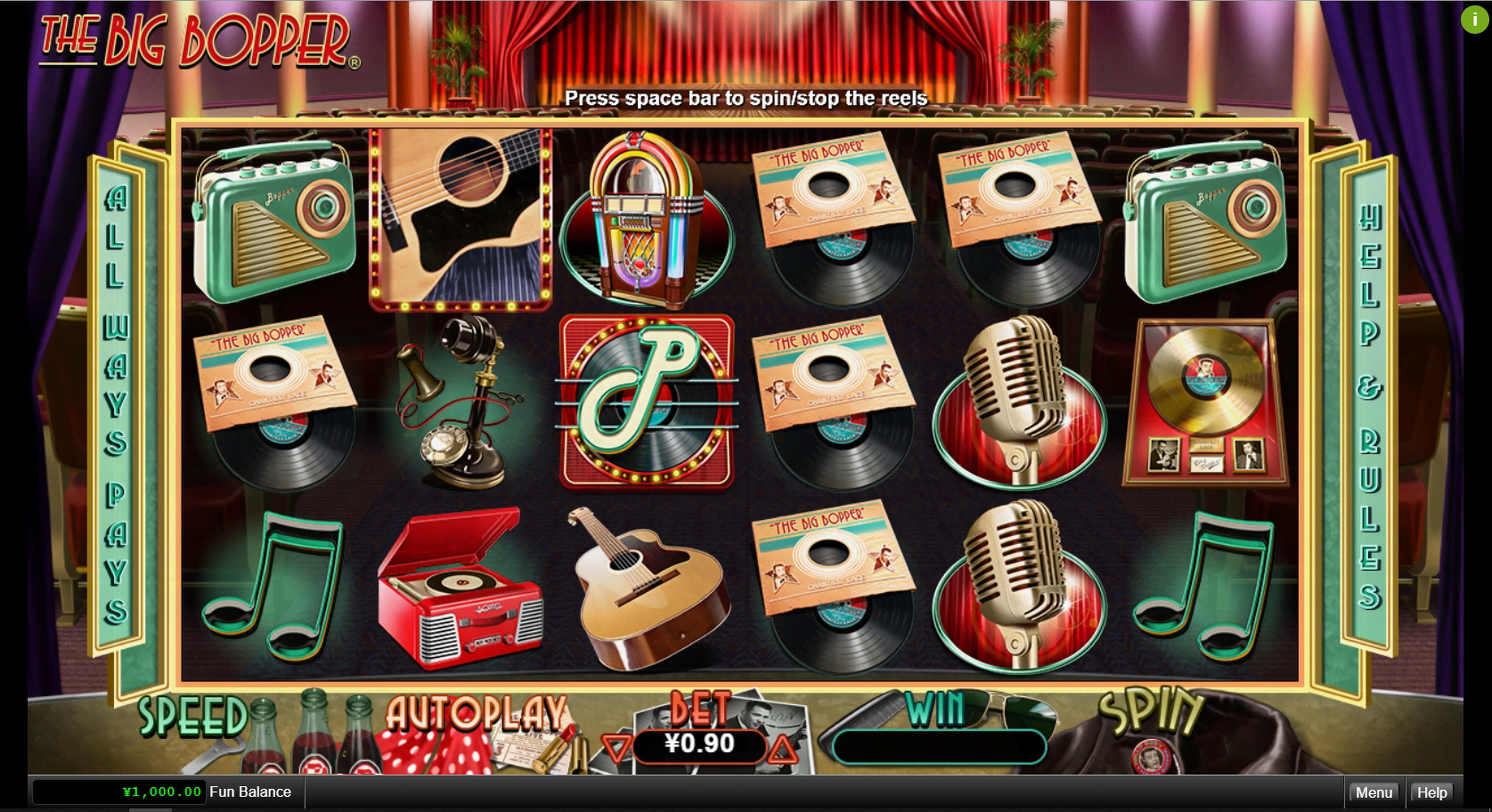 Reels in The Big Bopper Slot Game by Real Time Gaming