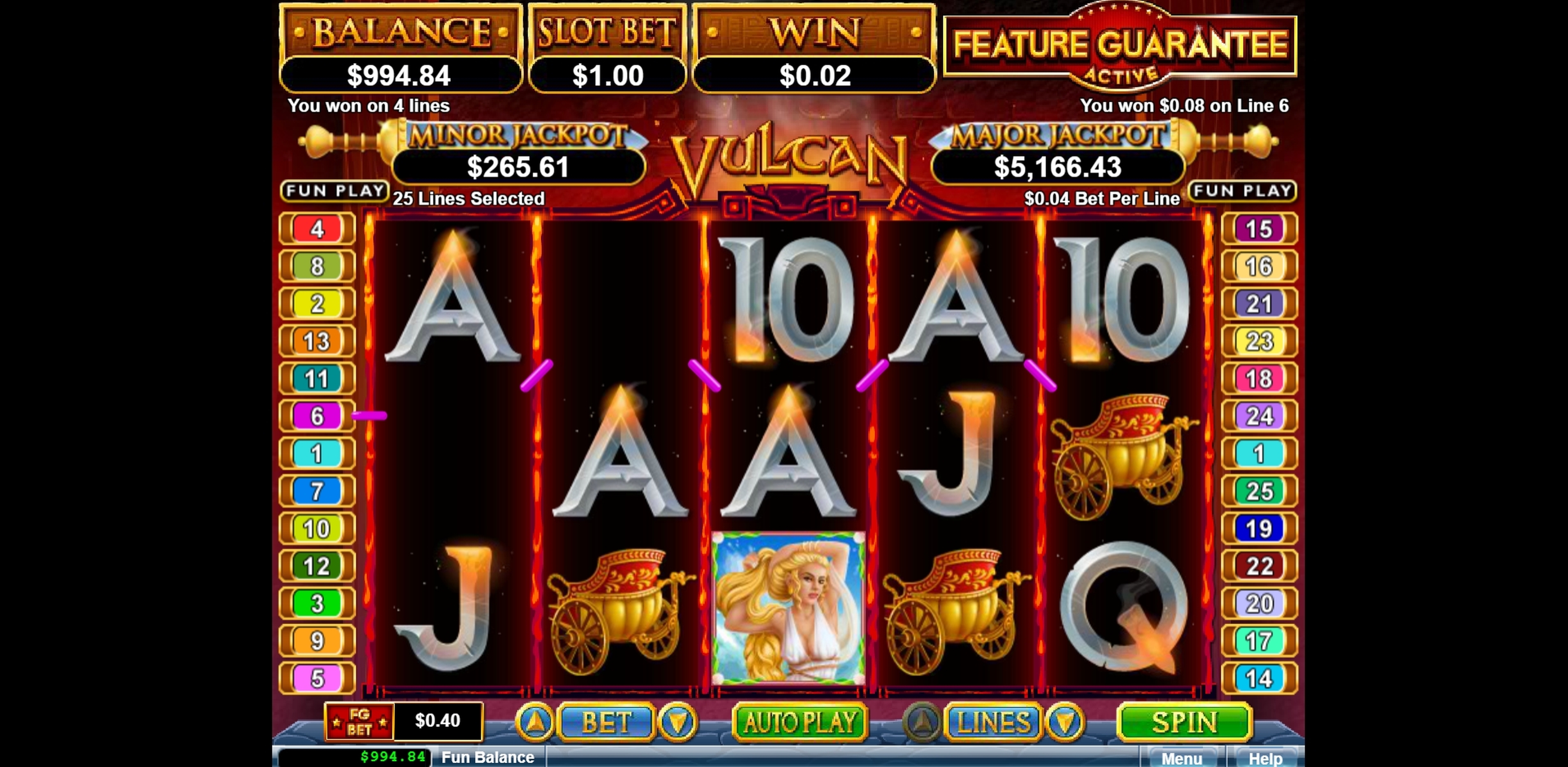 Win Money in Vulcan Free Slot Game by Real Time Gaming