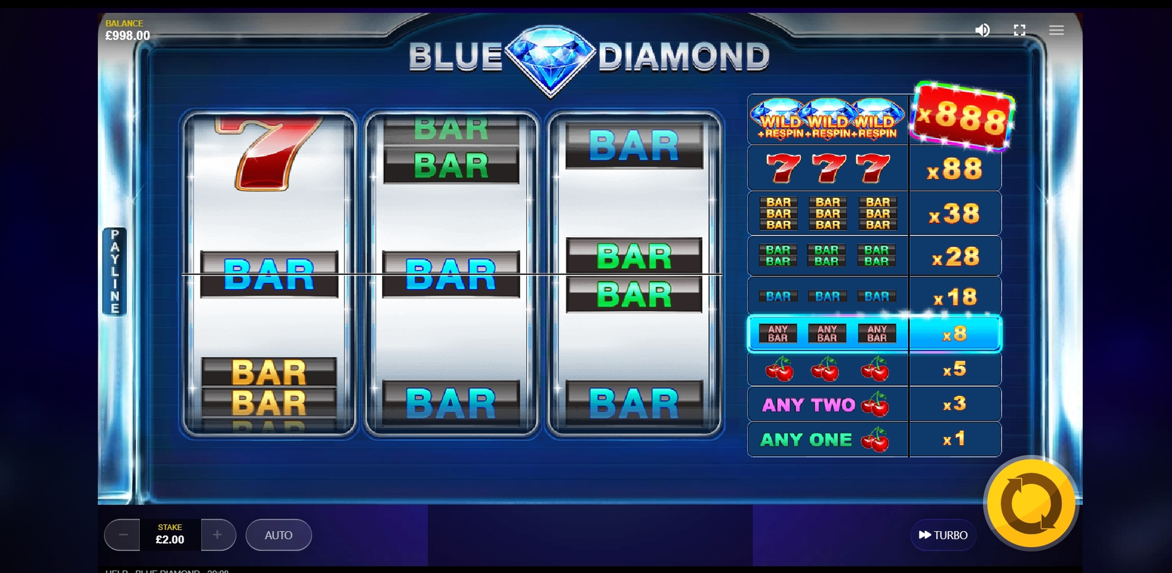 Win Money in Blue Diamond Free Slot Game by Red Tiger Gaming