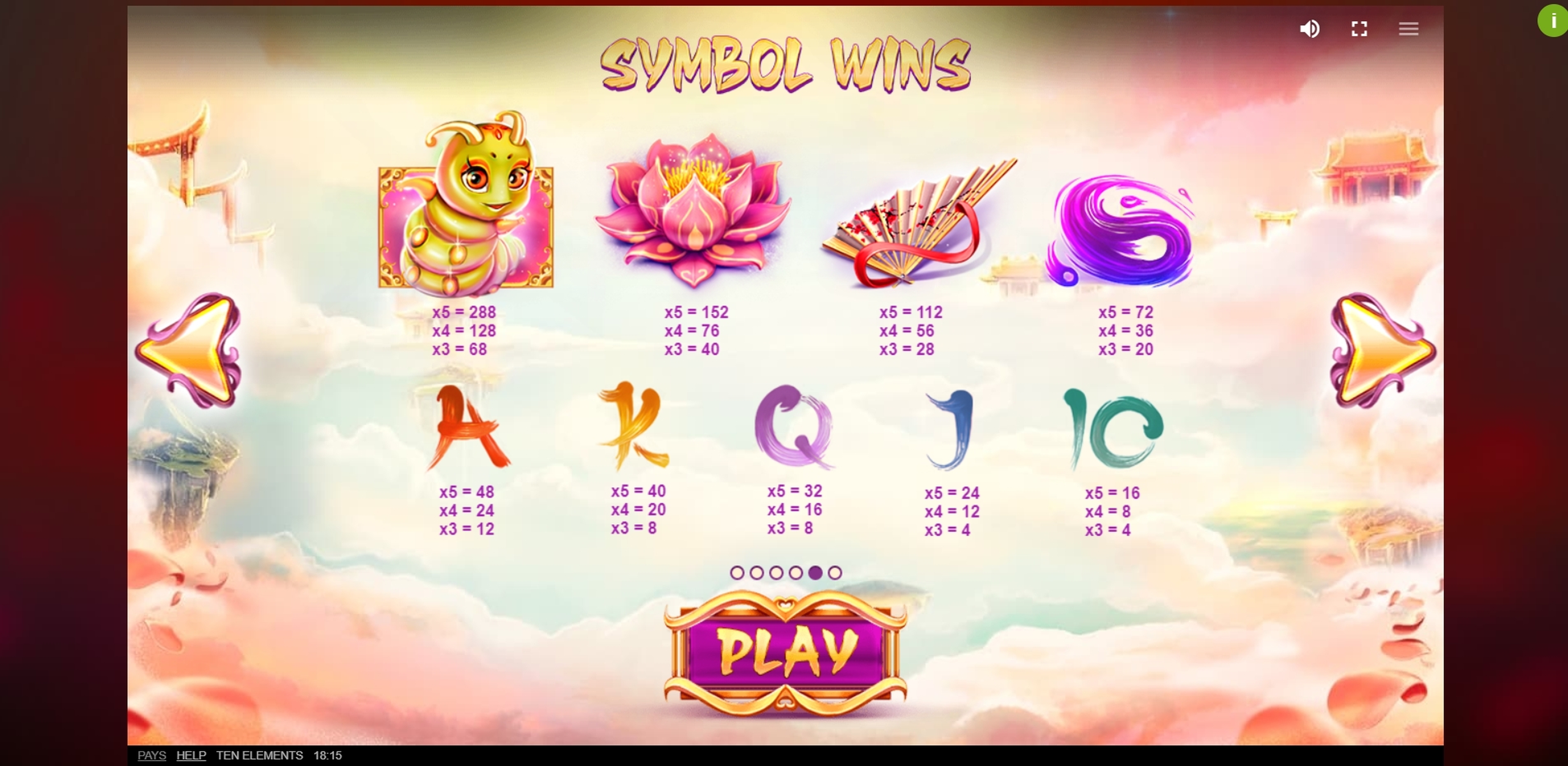 Info of Ten Elements Slot Game by Red Tiger Gaming