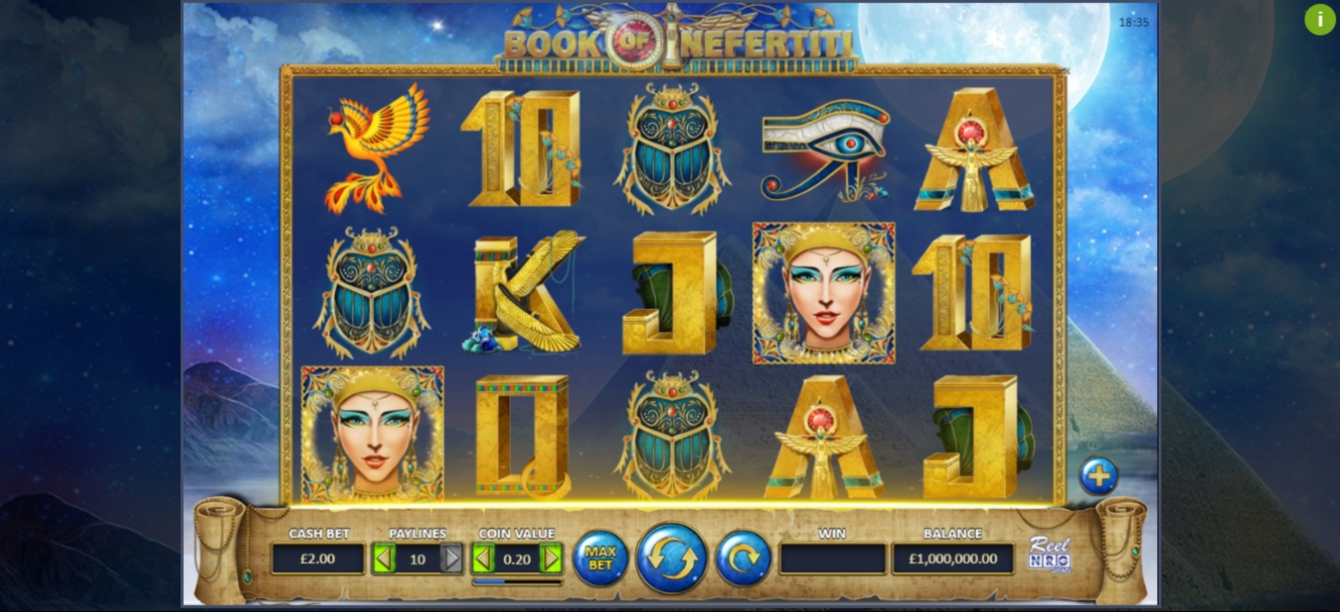 Reels in Book of Nefertiti Slot Game by ReelNRG Gaming