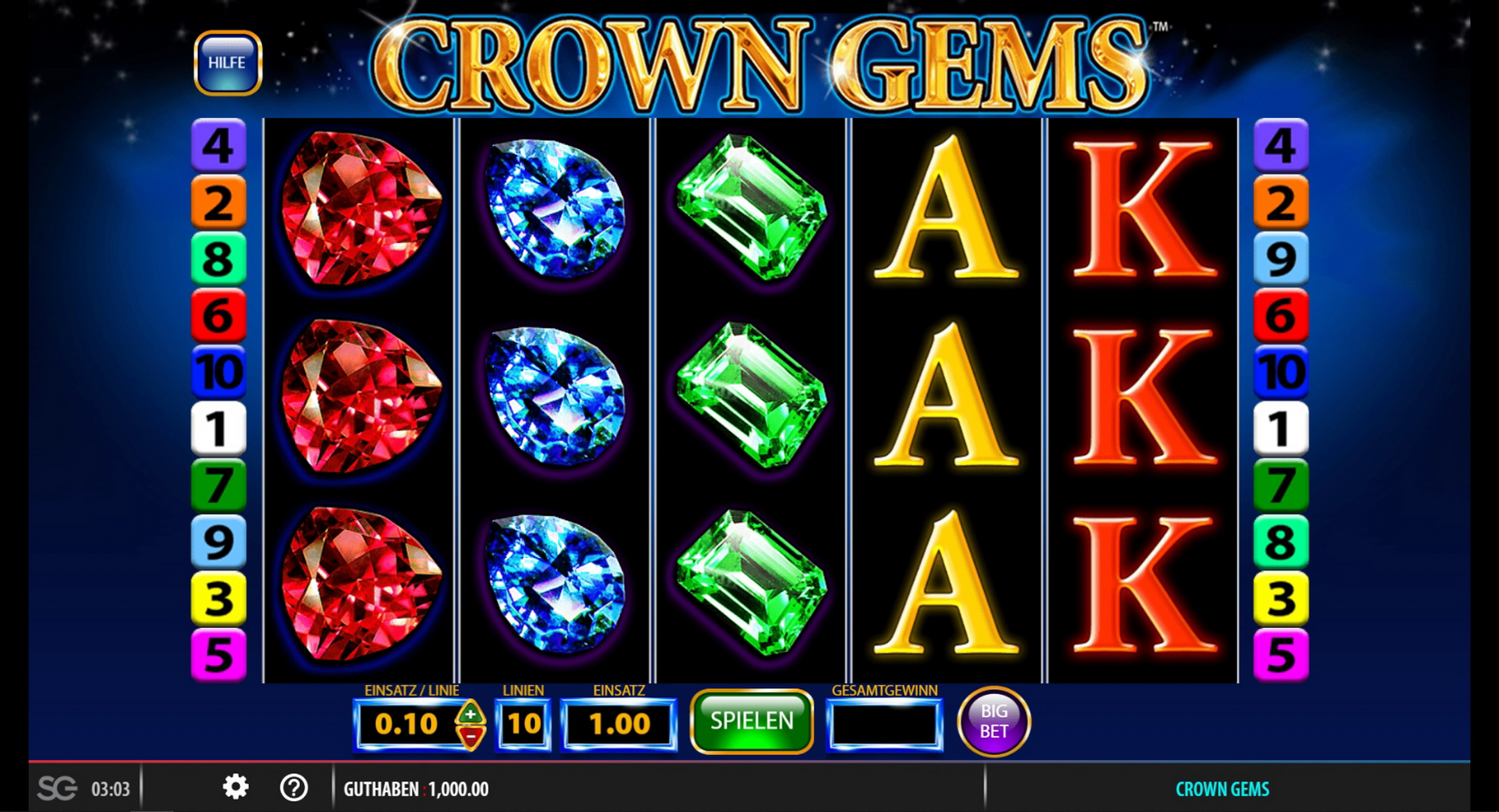 Reels in Crown Gems Slot Game by Reel Time Gaming