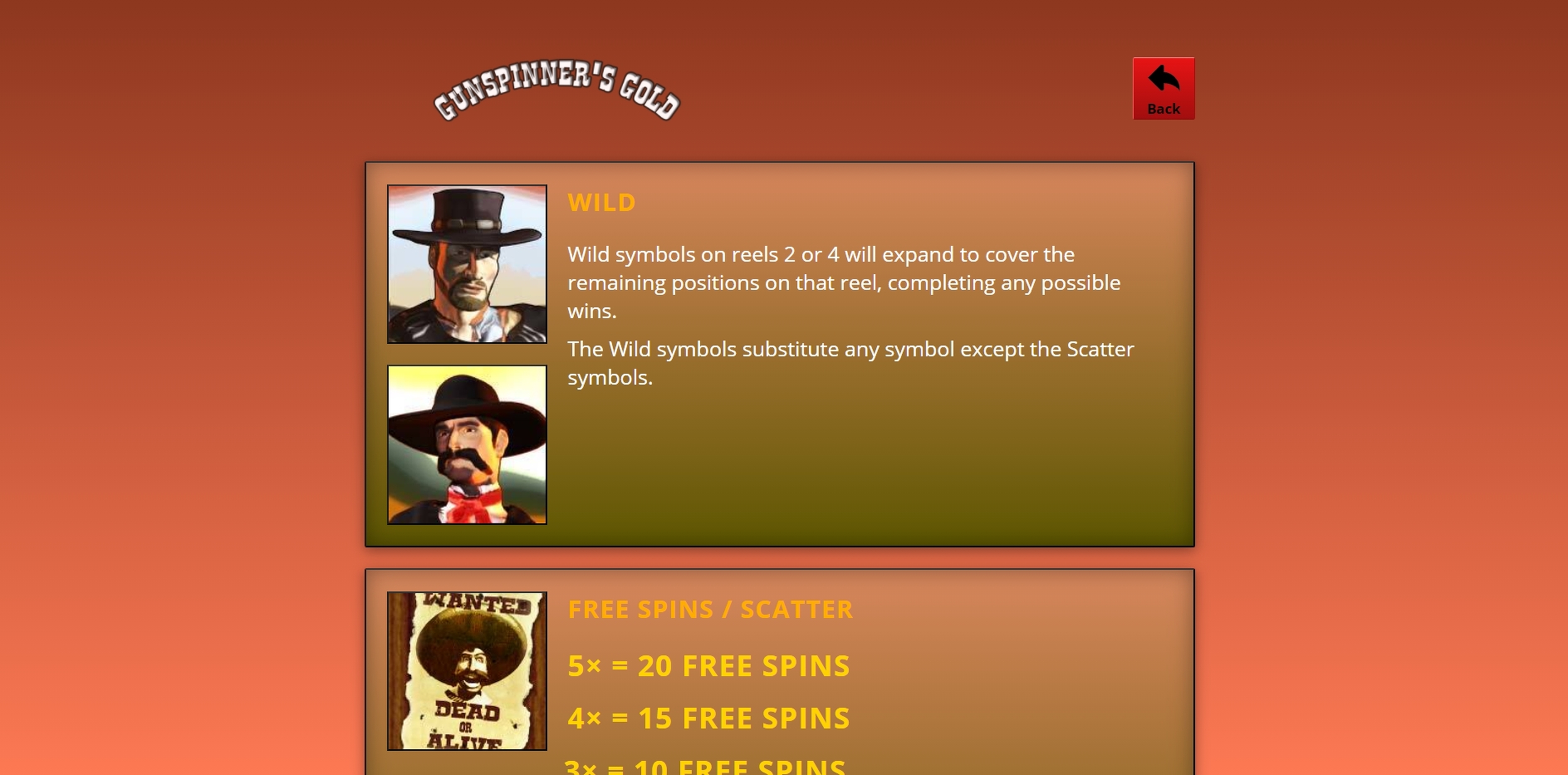 Info of Gunspinner's Gold Slot Game by saucify