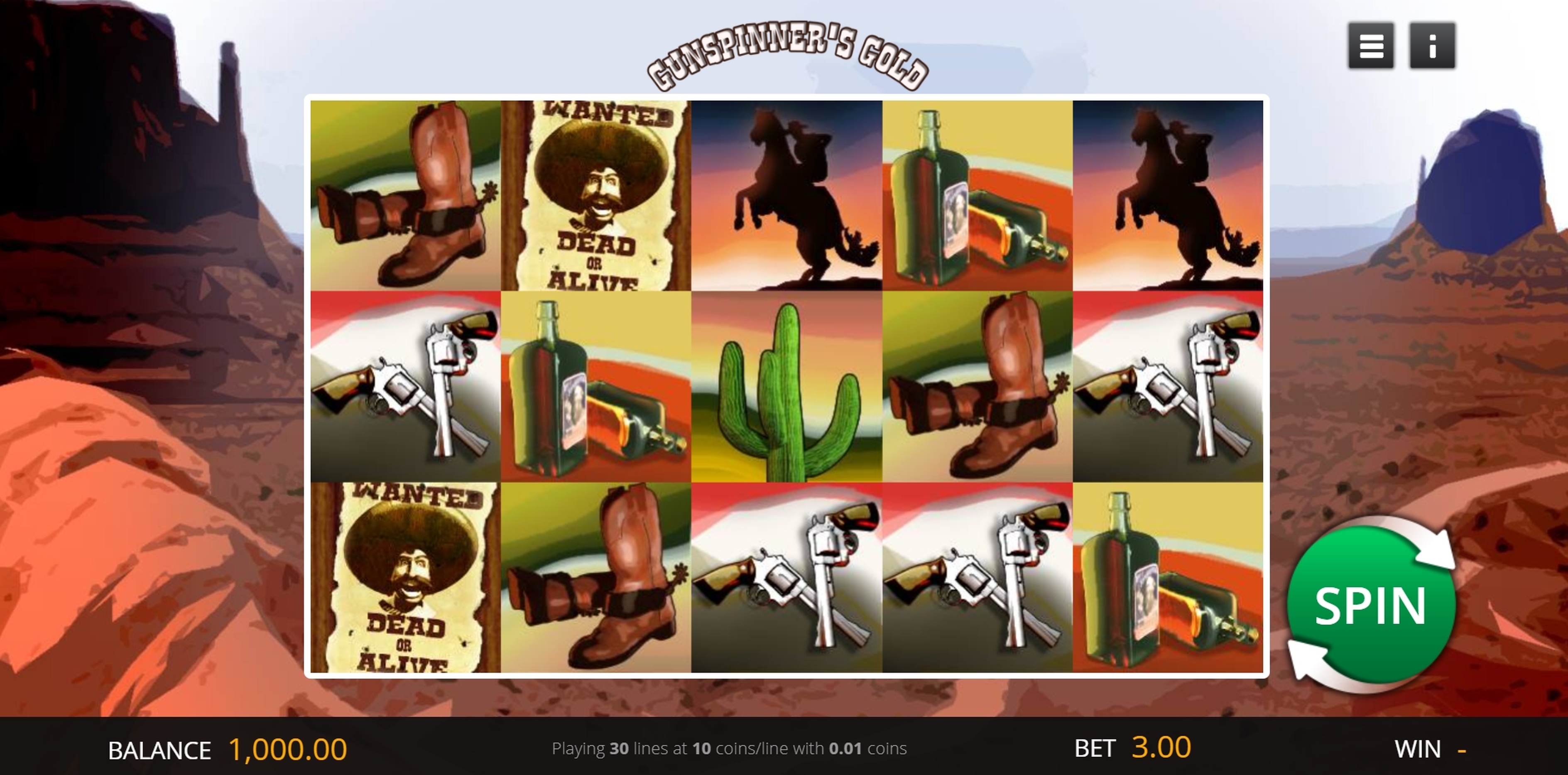 Reels in Gunspinner's Gold Slot Game by saucify
