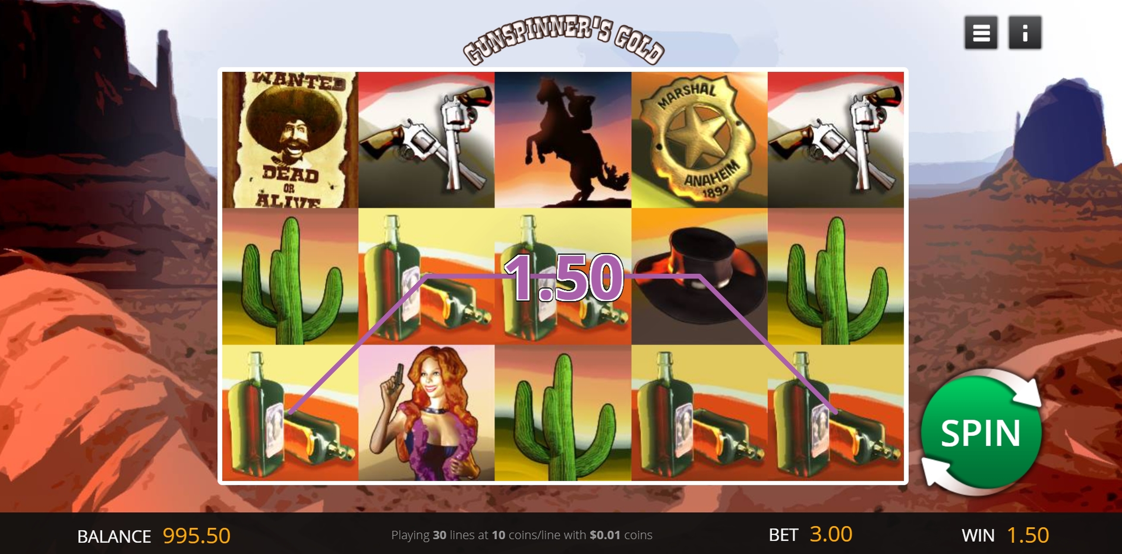 Win Money in Gunspinner's Gold Free Slot Game by saucify