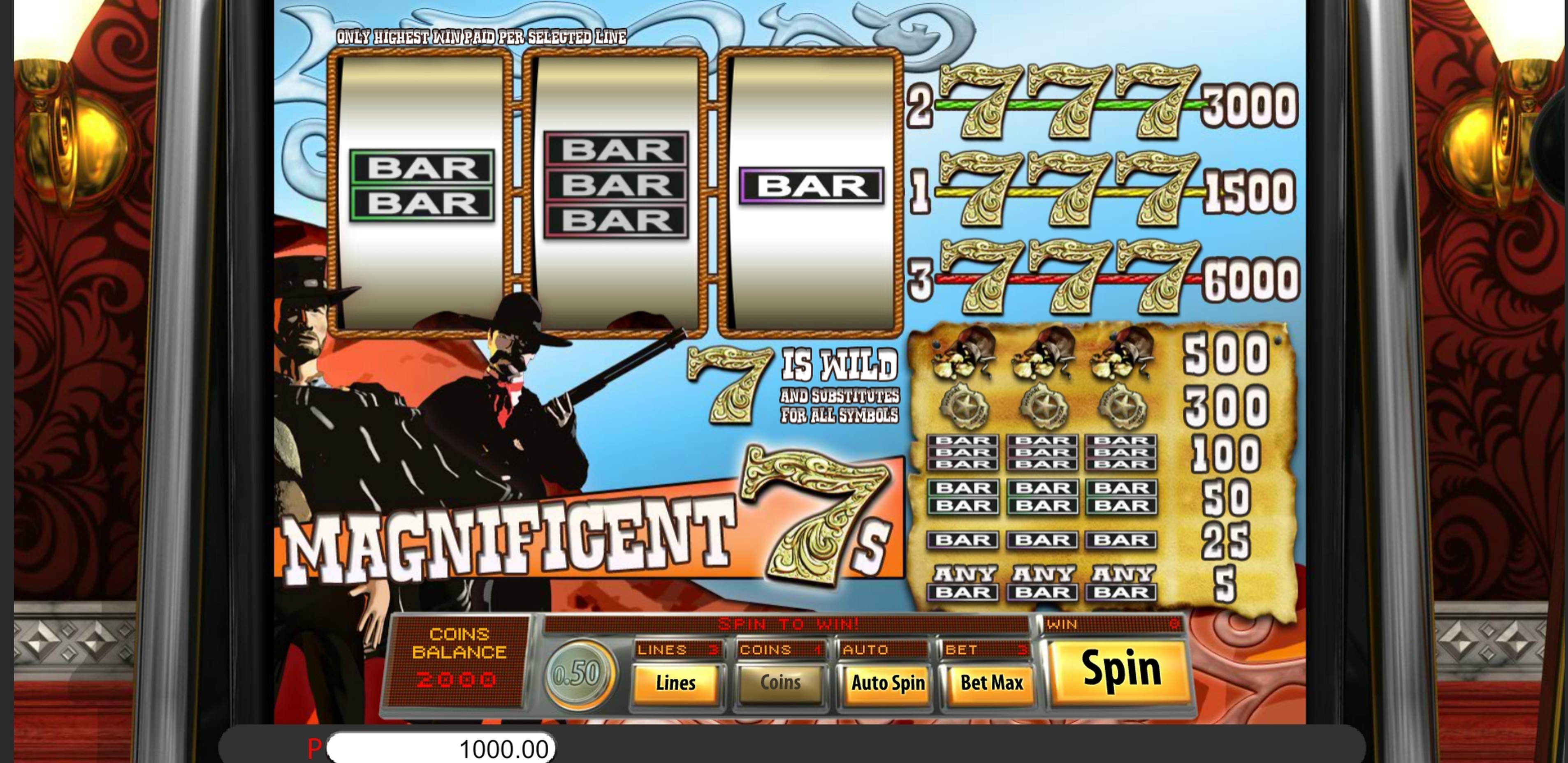 Reels in Magnificent 7s Slot Game by saucify