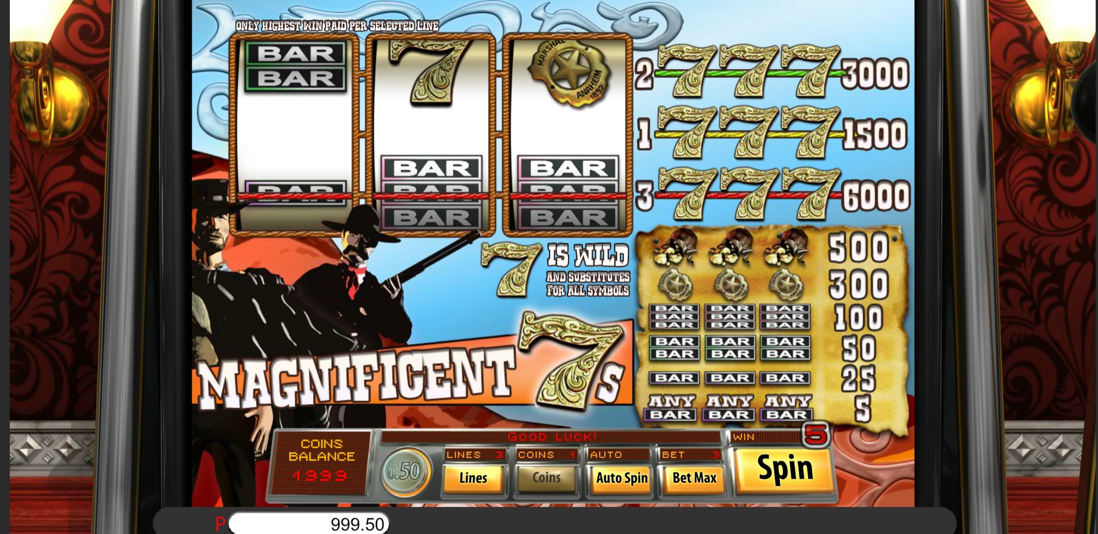 Win Money in Magnificent 7s Free Slot Game by saucify