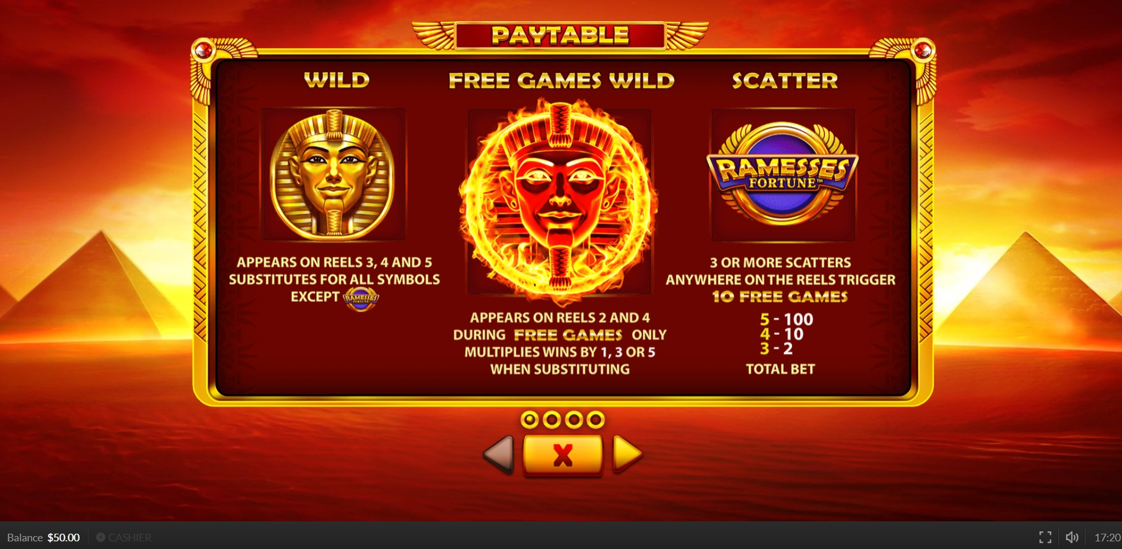 Info of Ramesses Fortune Slot Game by Skywind