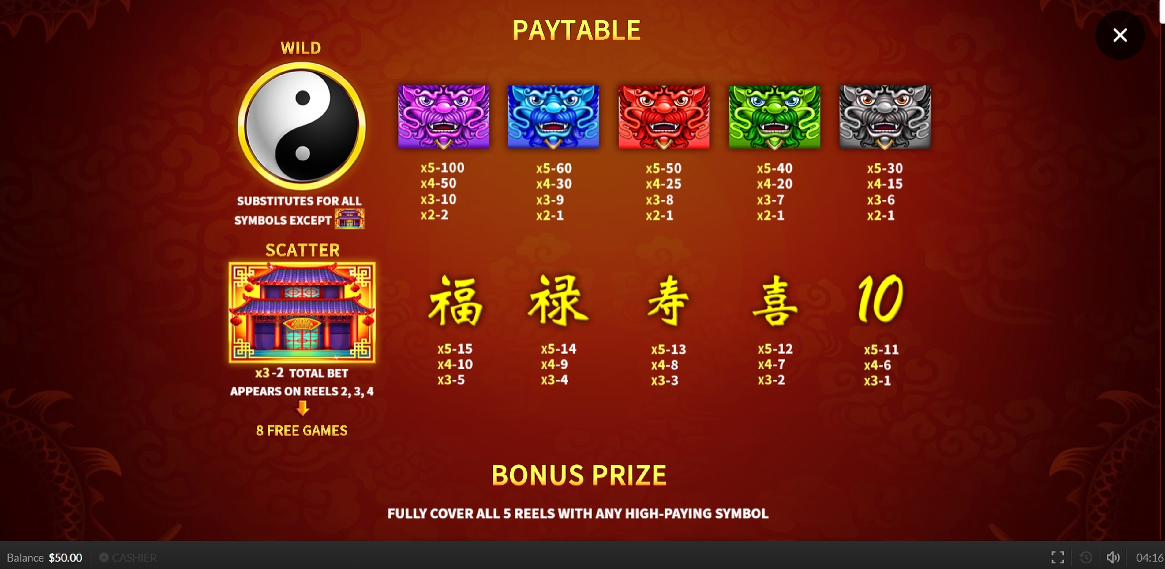 Info of Wu Fu Long Slot Game by Skywind