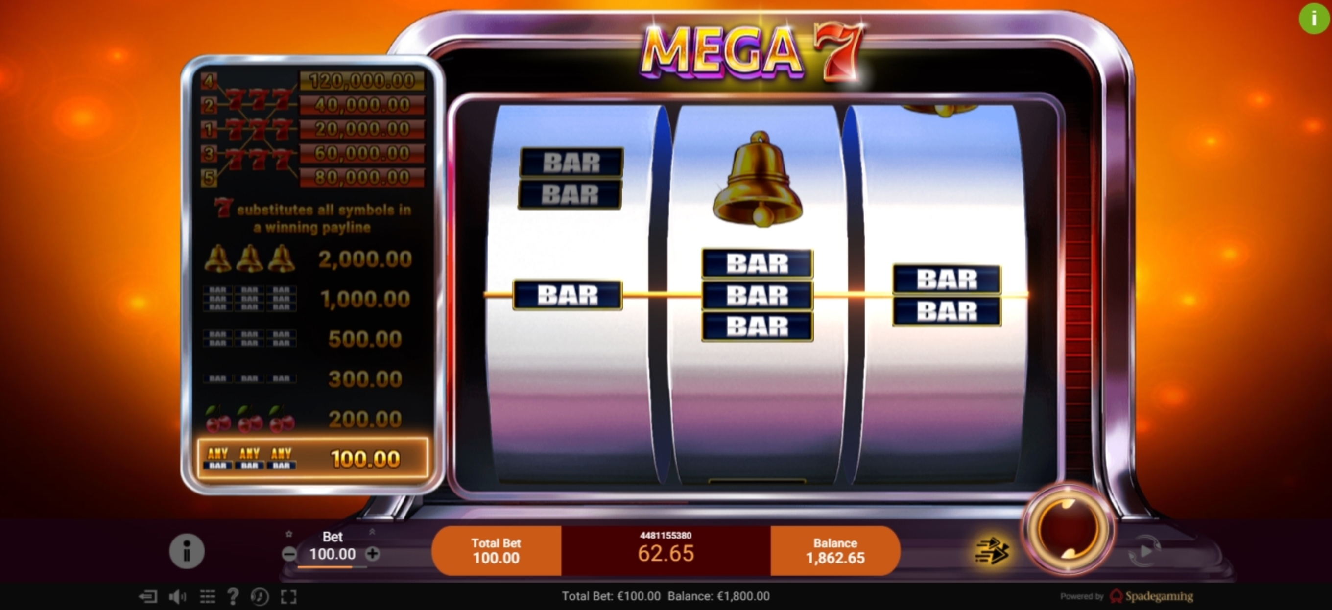 Win Money in Mega 7 Free Slot Game by Spade Gaming