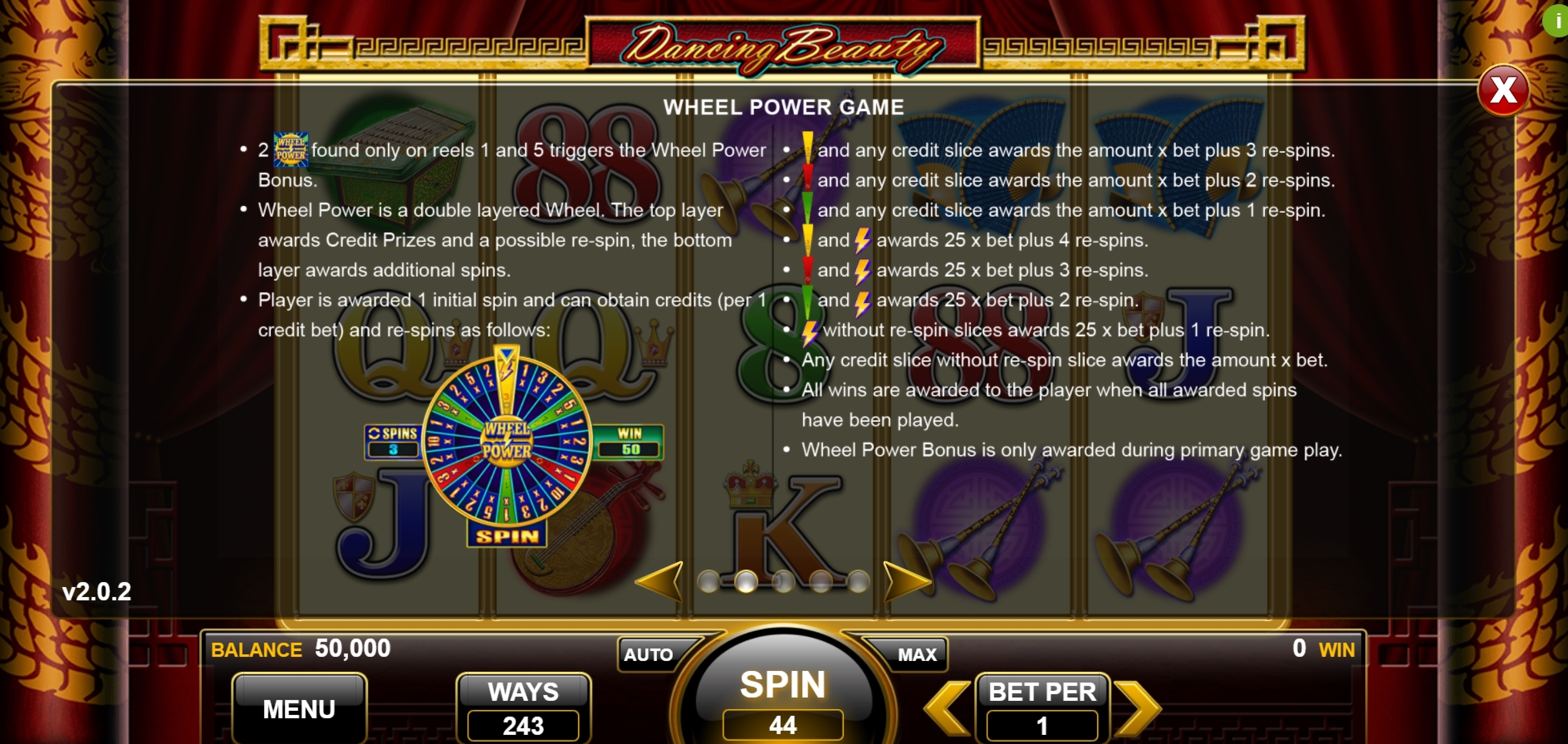 Info of Dancing Beauty Slot Game by Spin Games