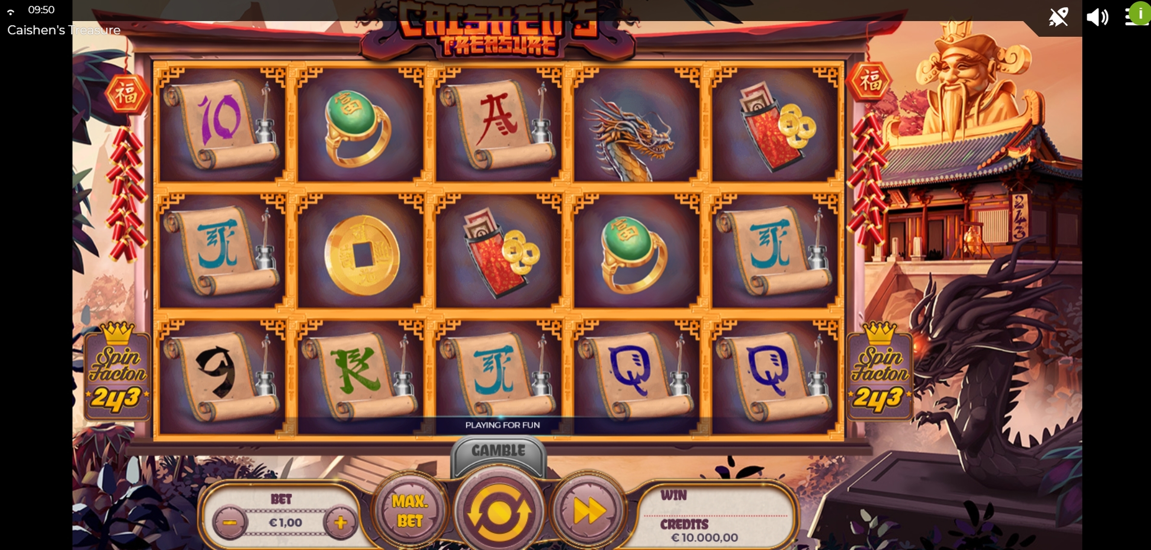 Reels in Caishen's Treasure Slot Game by Spinmatic